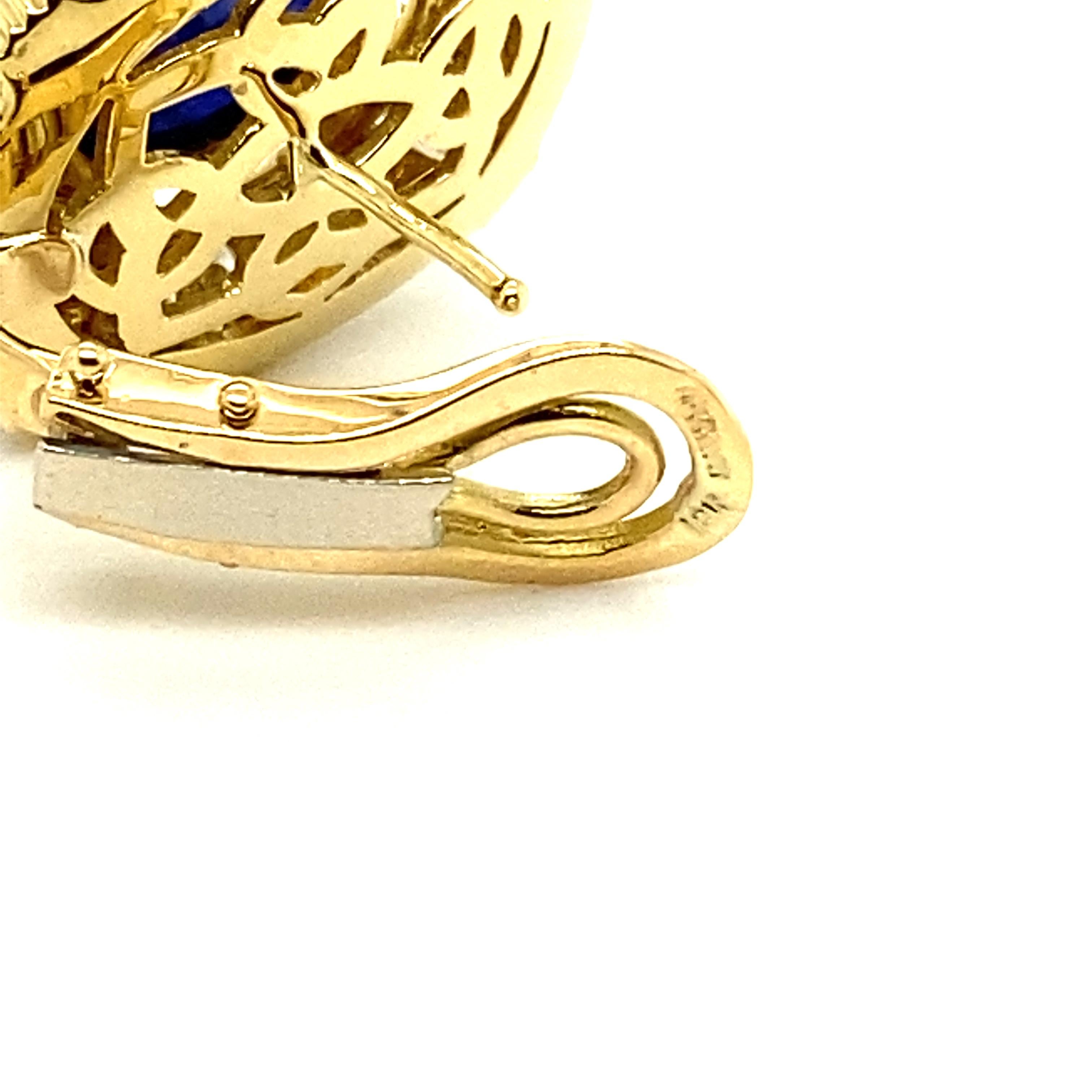 MAYOR'S, clips d'oreilles en or jaune 18 carats avec saphirs et diamants en vente 4