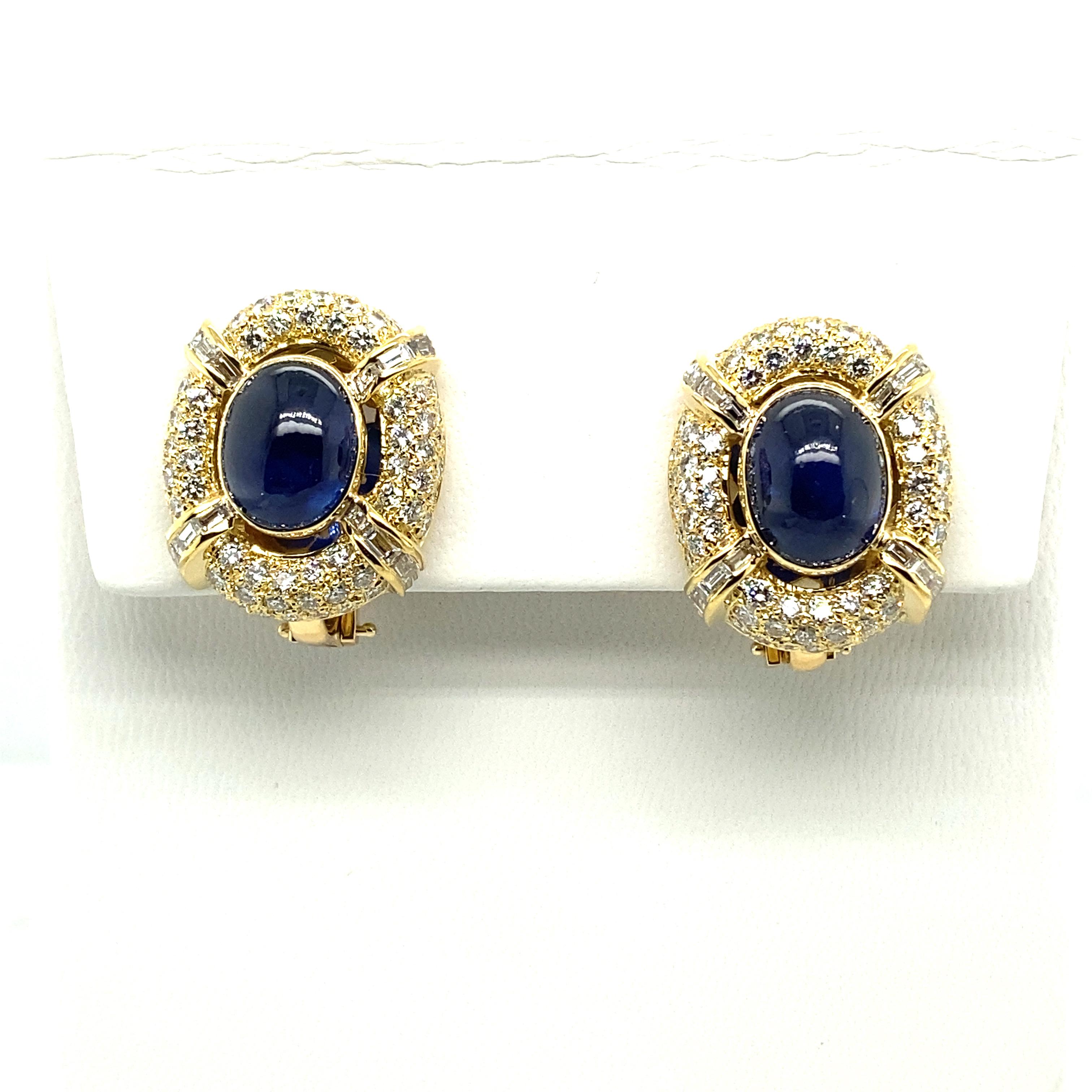 Sapphire and Diamond Earclips in 18 Karat Yellow Gold by MAYOR'S For Sale 5