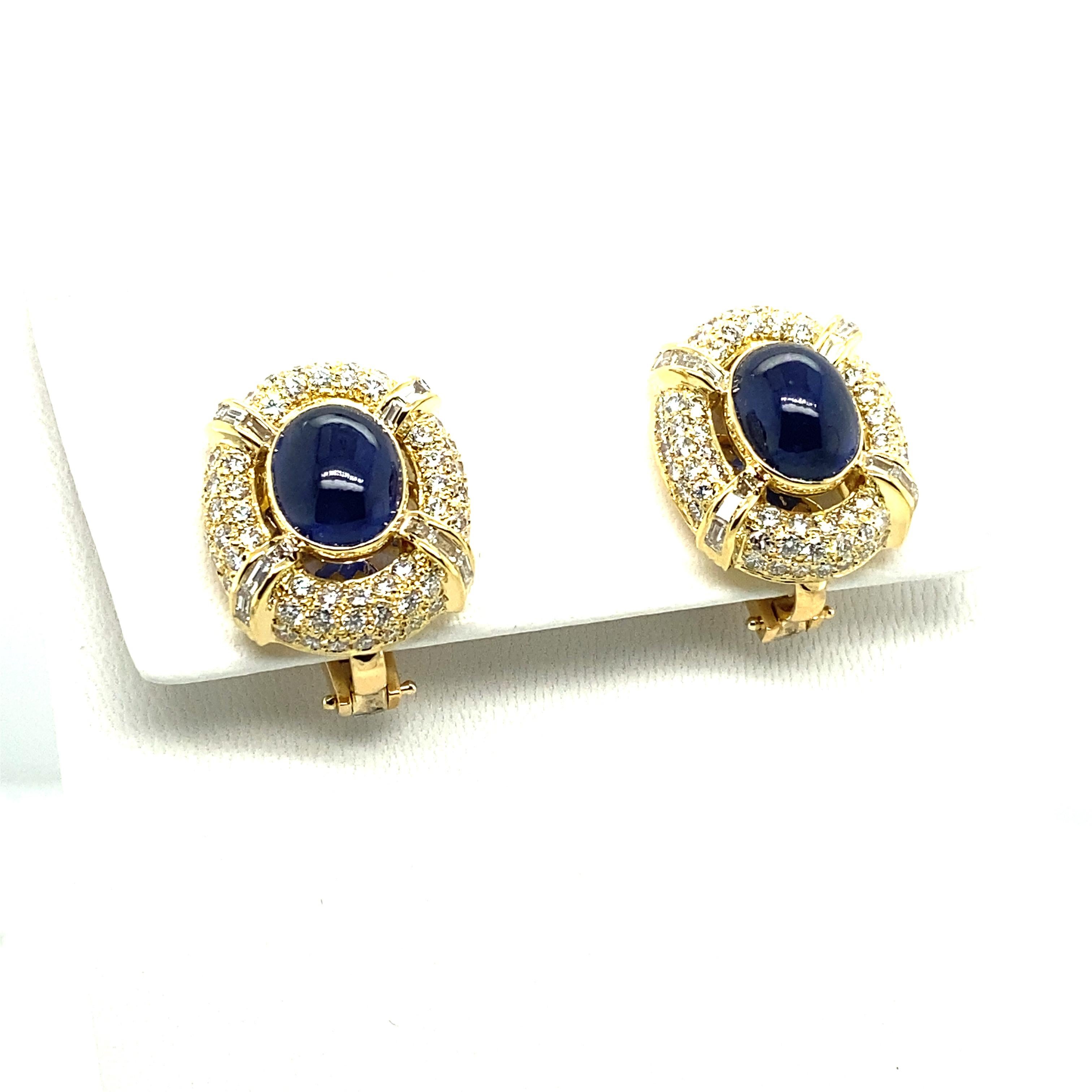 Sapphire and Diamond Earclips in 18 Karat Yellow Gold by MAYOR'S For Sale 7