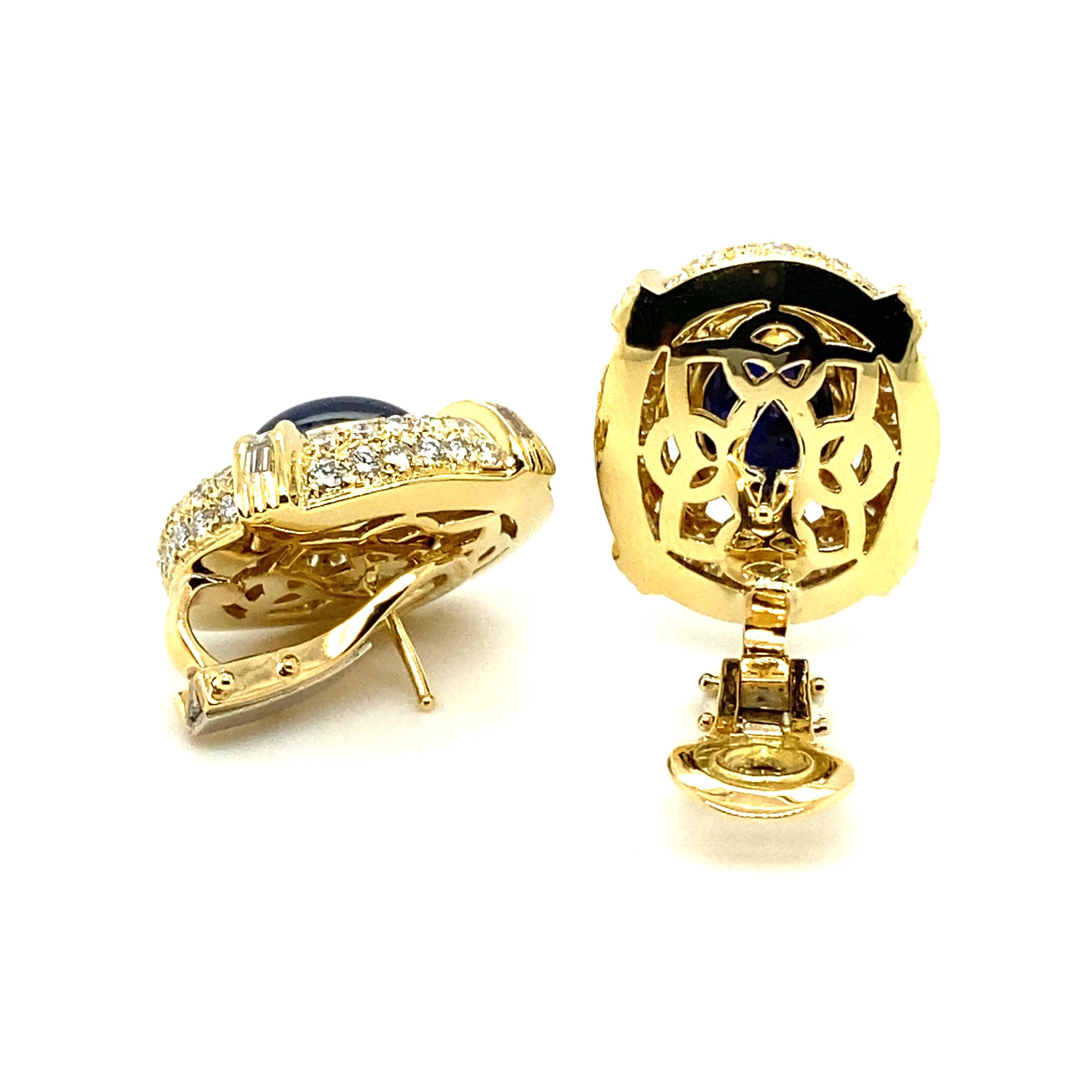 MAYOR'S, clips d'oreilles en or jaune 18 carats avec saphirs et diamants en vente 8