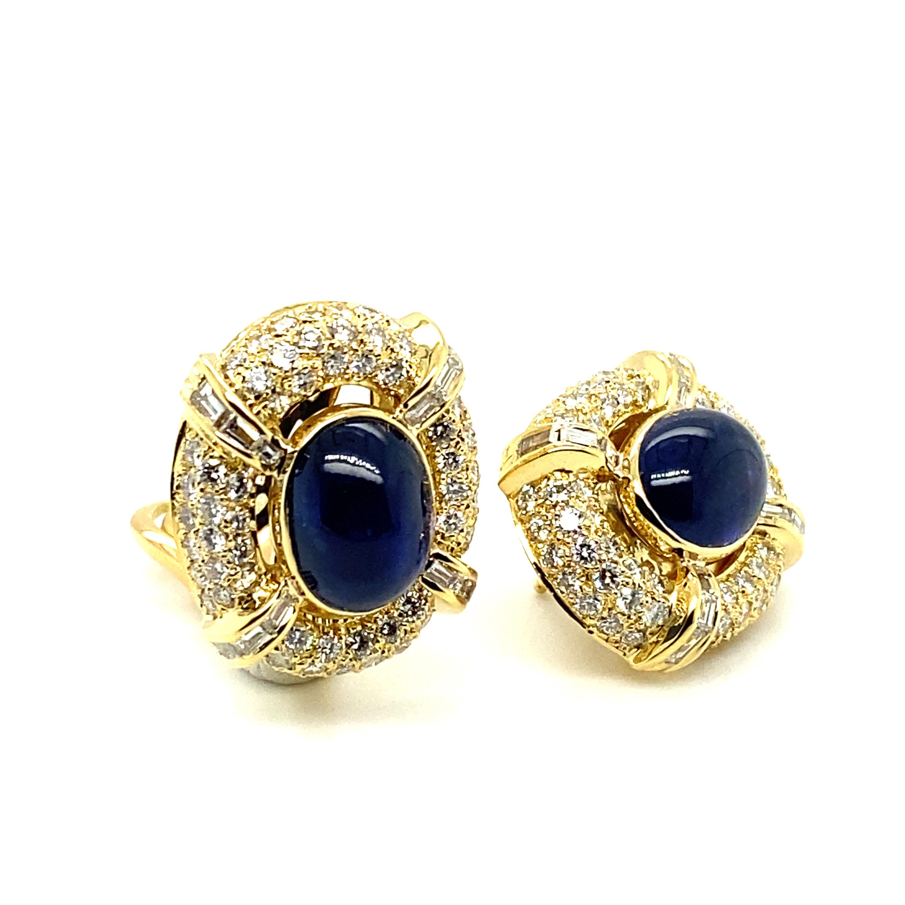 Sapphire and Diamond Earclips in 18 Karat Yellow Gold by MAYOR'S For Sale 9