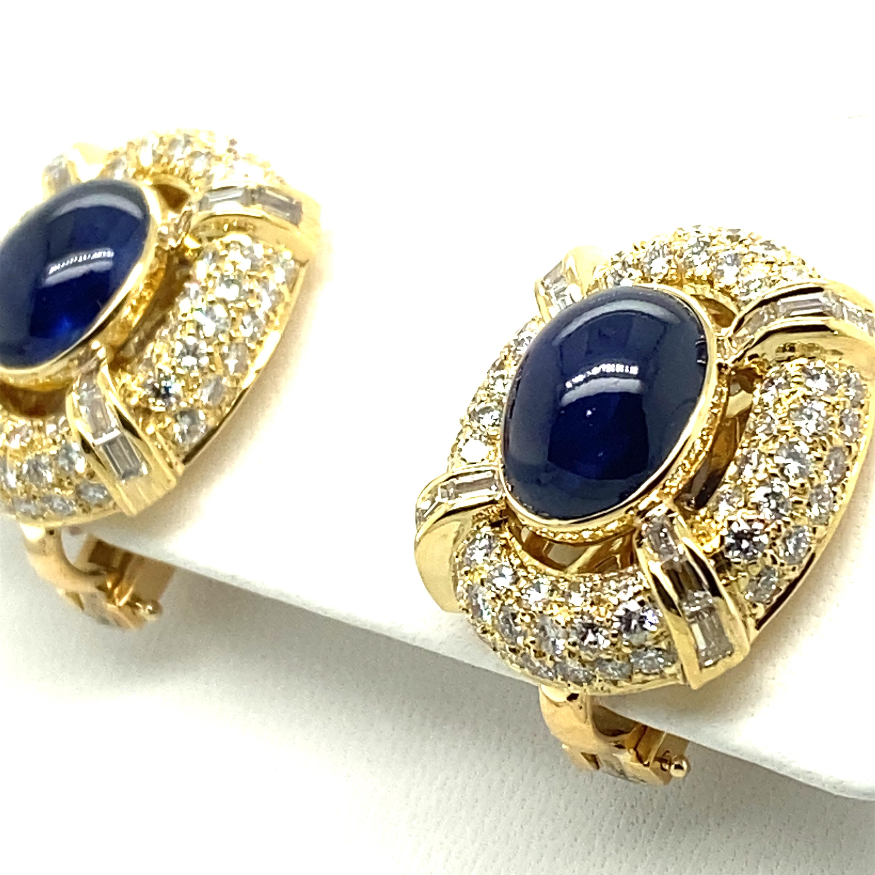 Sapphire and Diamond Earclips in 18 Karat Yellow Gold by MAYOR'S For Sale 10