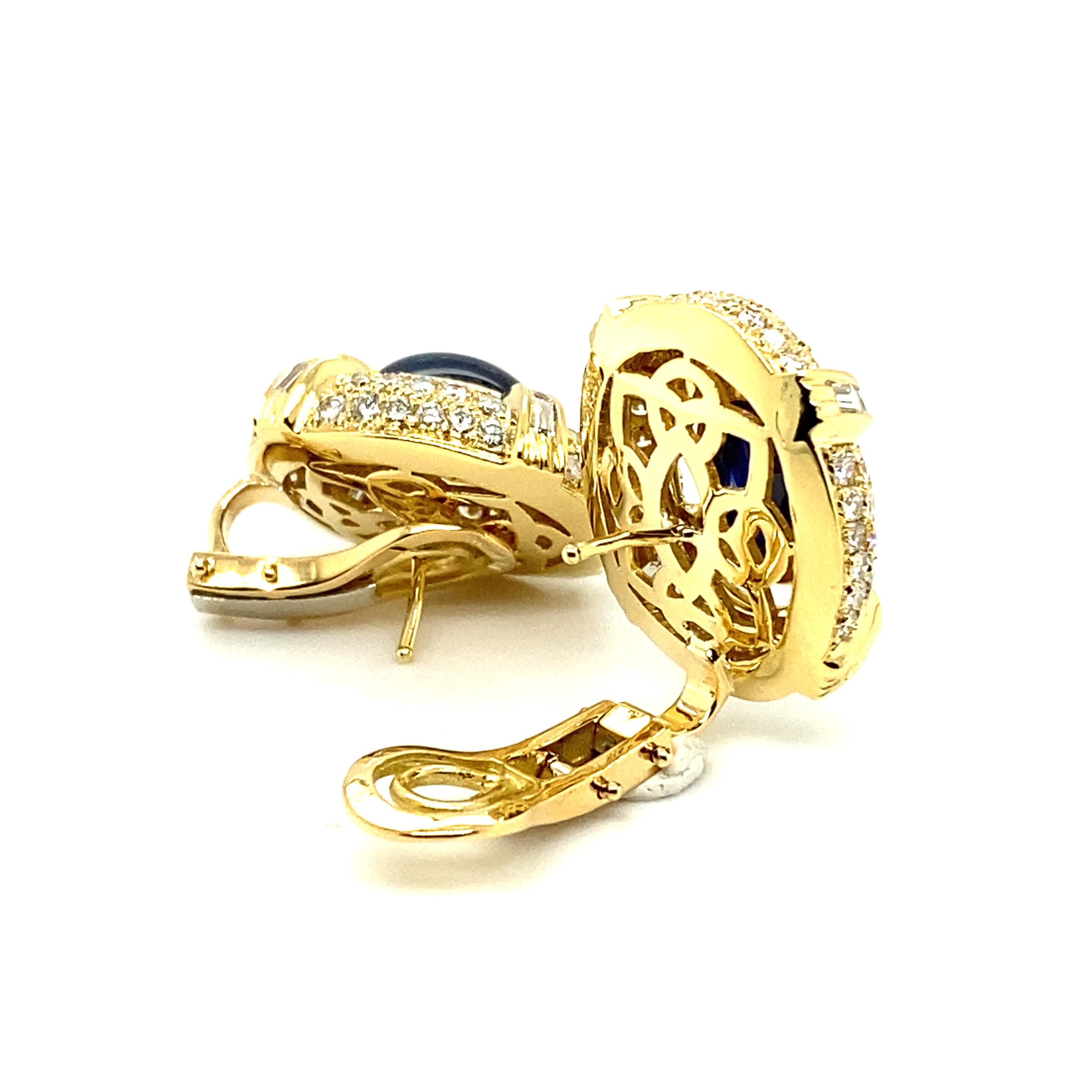 MAYOR'S, clips d'oreilles en or jaune 18 carats avec saphirs et diamants en vente 11