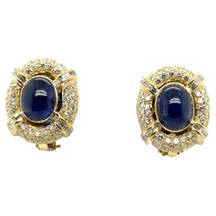 Sapphire and Diamond Earclips in 18 Karat Yellow Gold by MAYOR'S