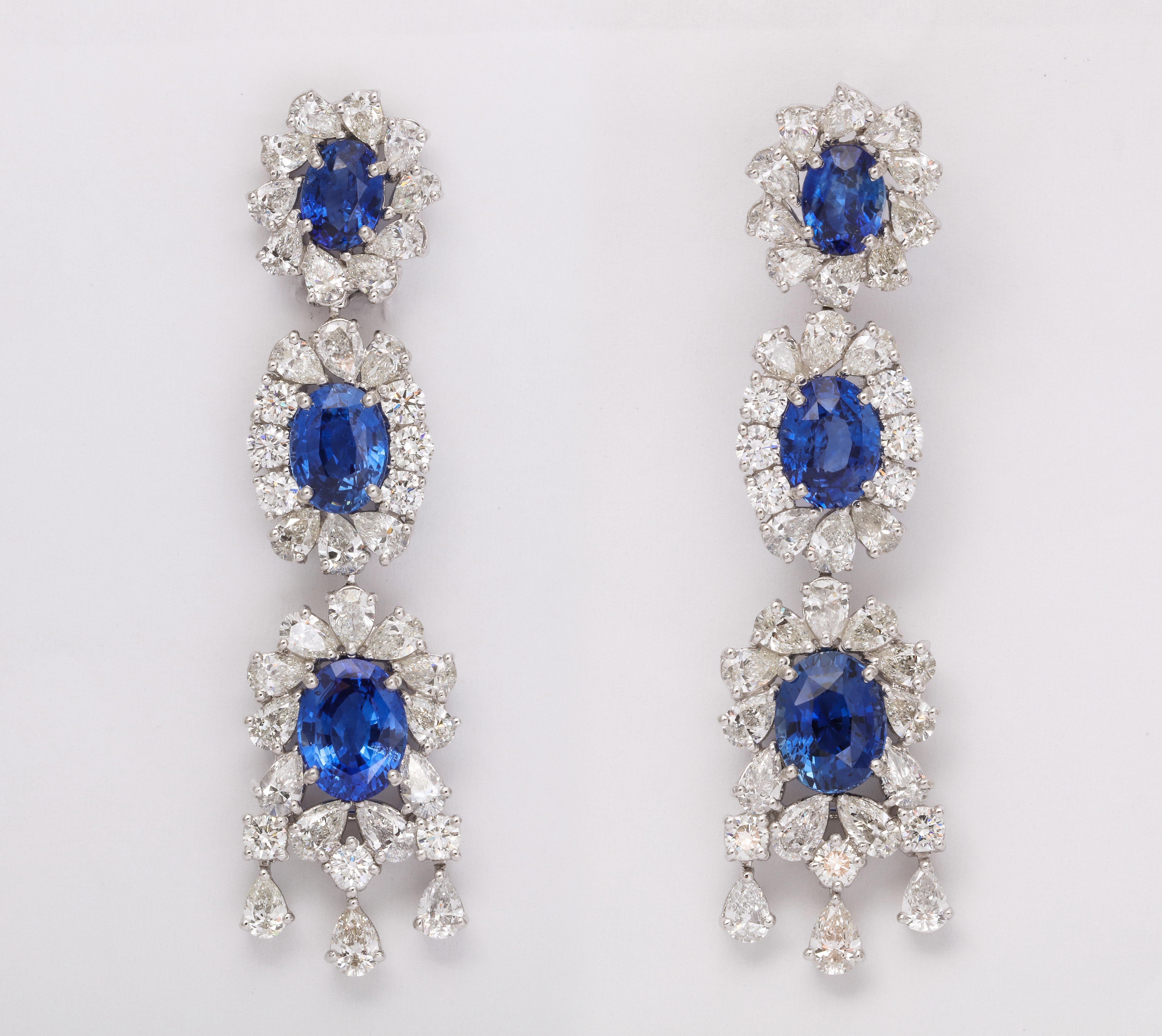 Sapphire and Diamond Earring and Necklace Set For Sale 3