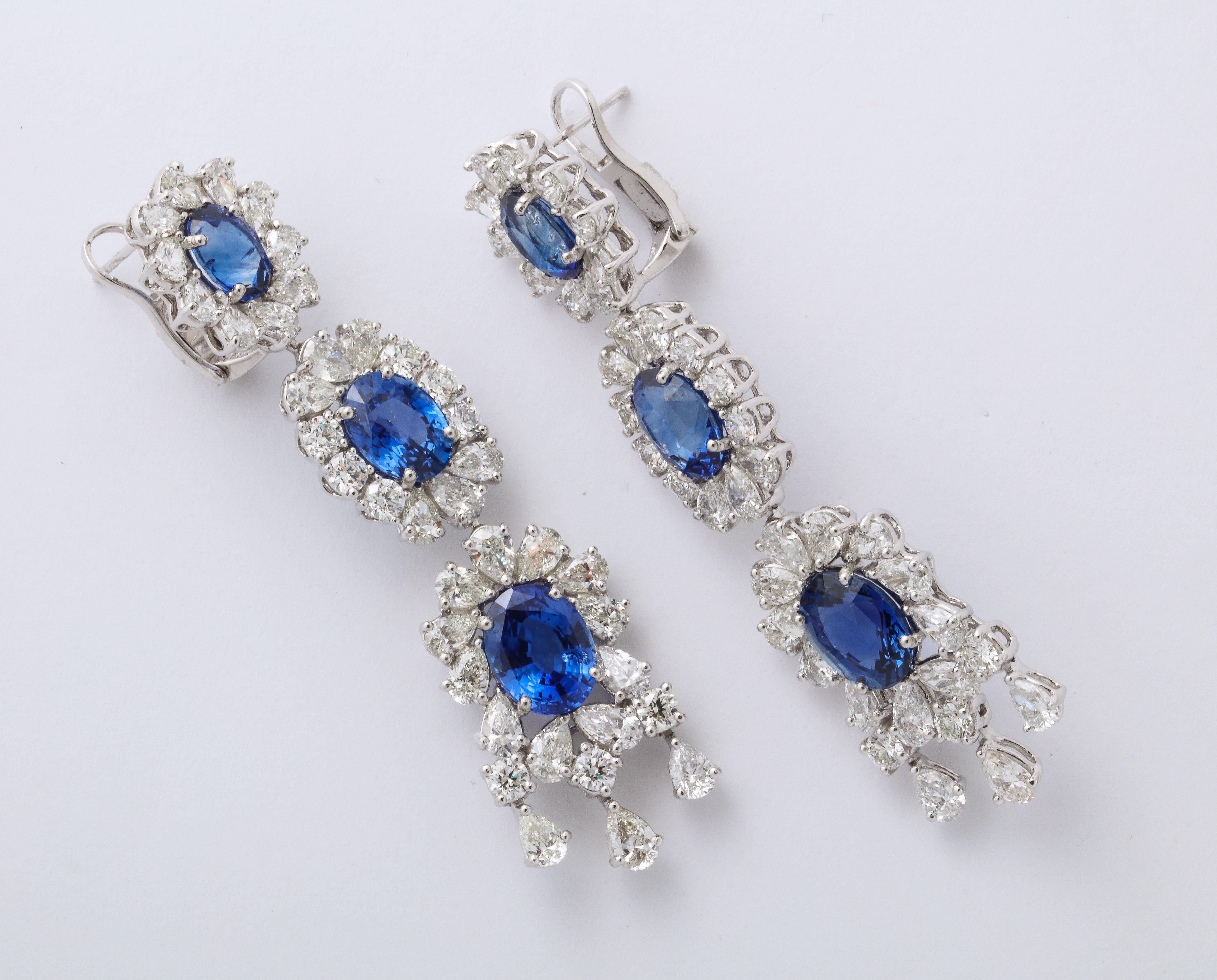 Sapphire and Diamond Earring and Necklace Set For Sale 4