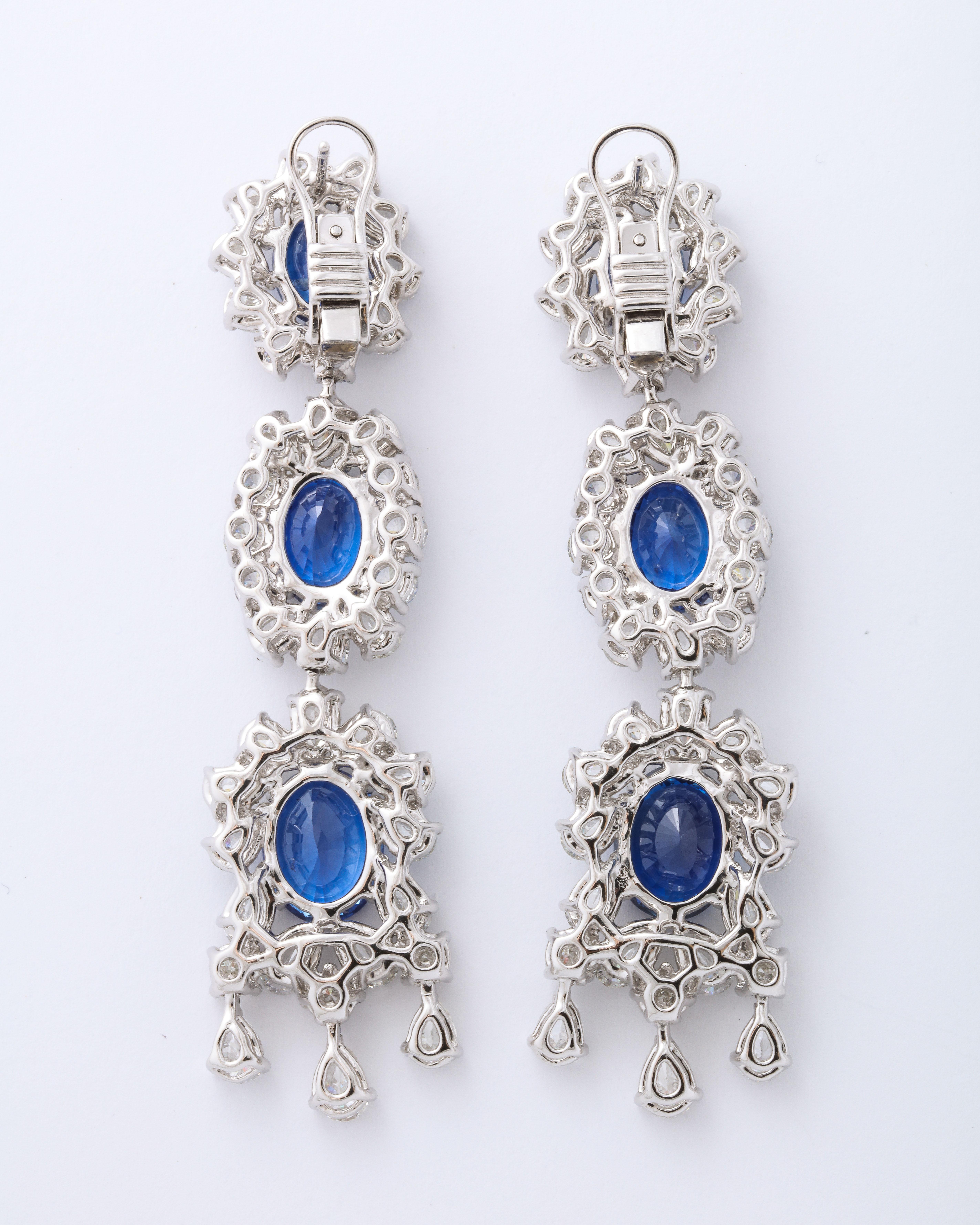 Sapphire and Diamond Earring and Necklace Set For Sale 5