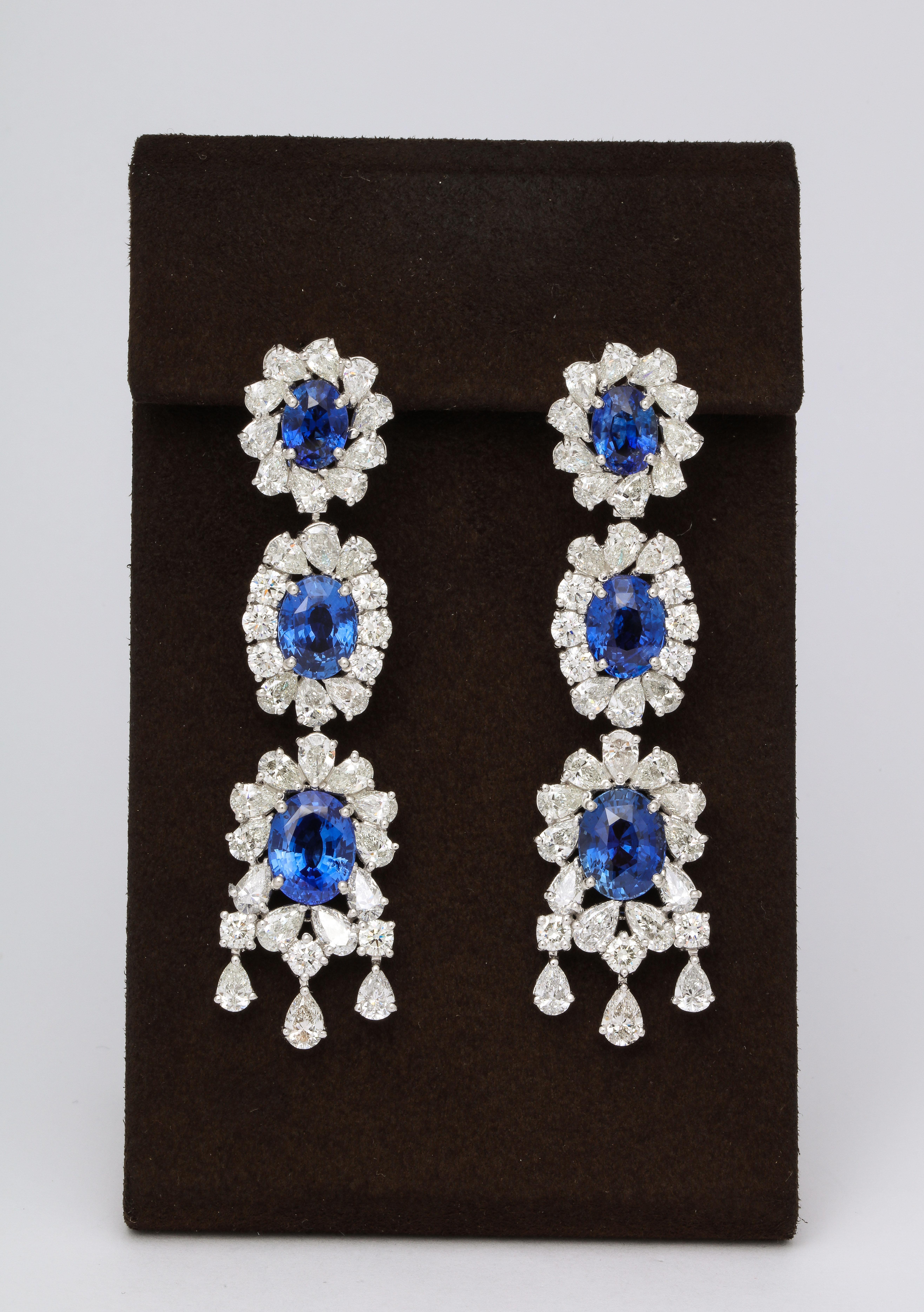 Sapphire and Diamond Earring and Necklace Set For Sale 6