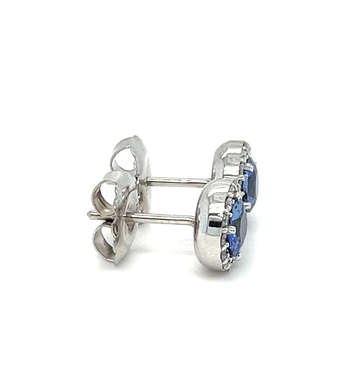 Contemporary Sapphire and Diamond Earrings, 2.85ctw, 18kt For Sale
