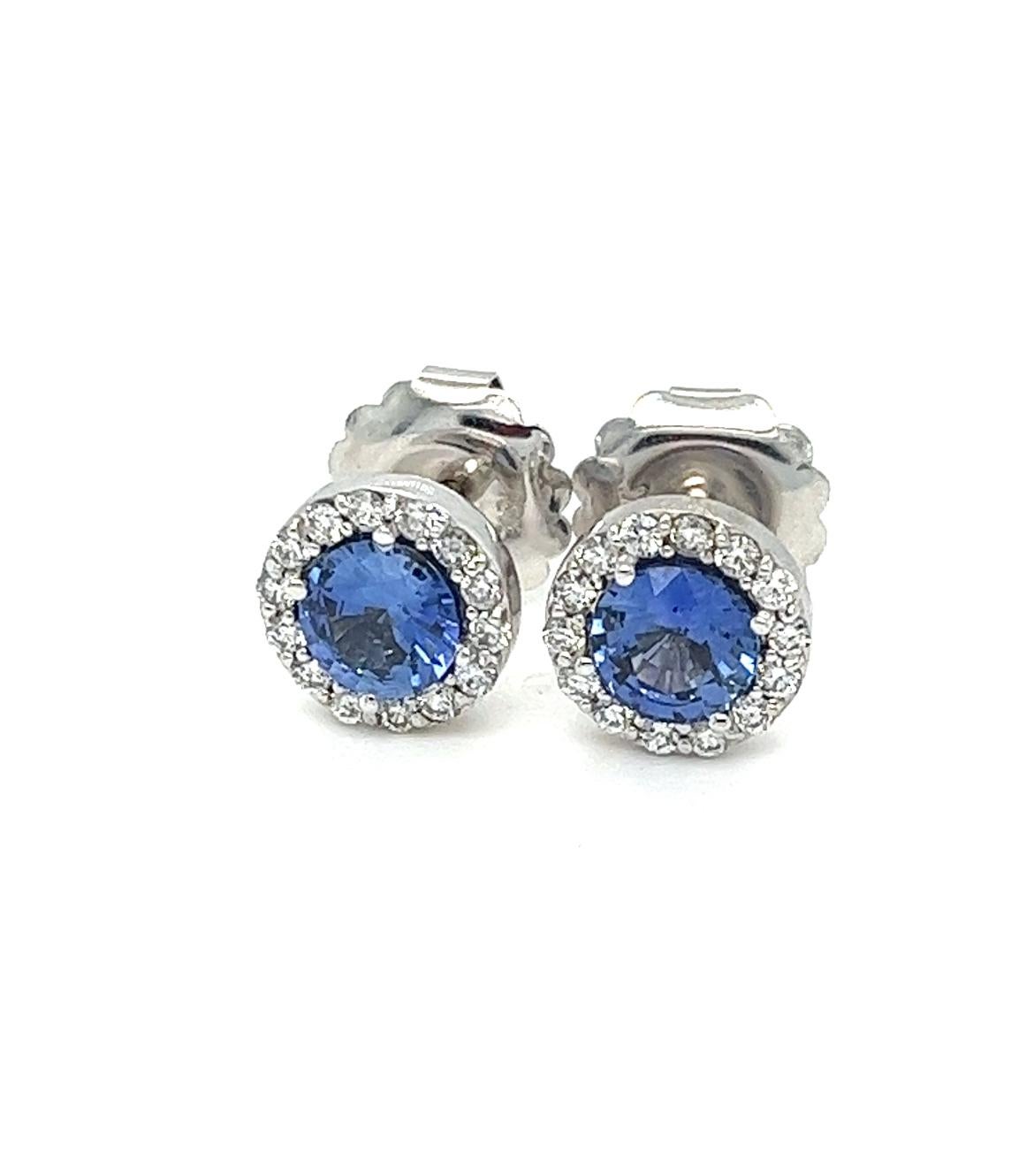 Sapphire and Diamond Earrings, 2.85ctw, 18kt In Excellent Condition For Sale In Miami, FL