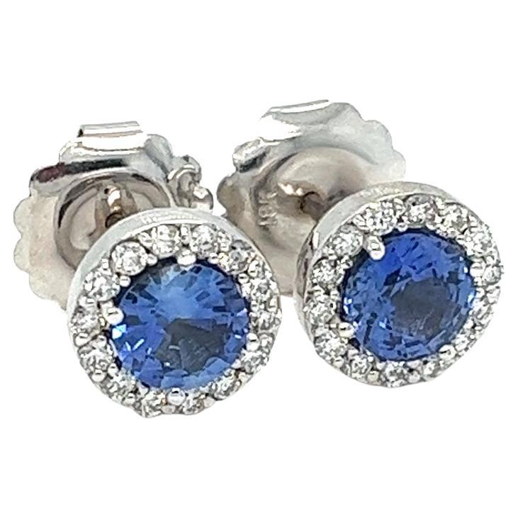 Sapphire and Diamond Earrings, 2.85ctw, 18kt For Sale