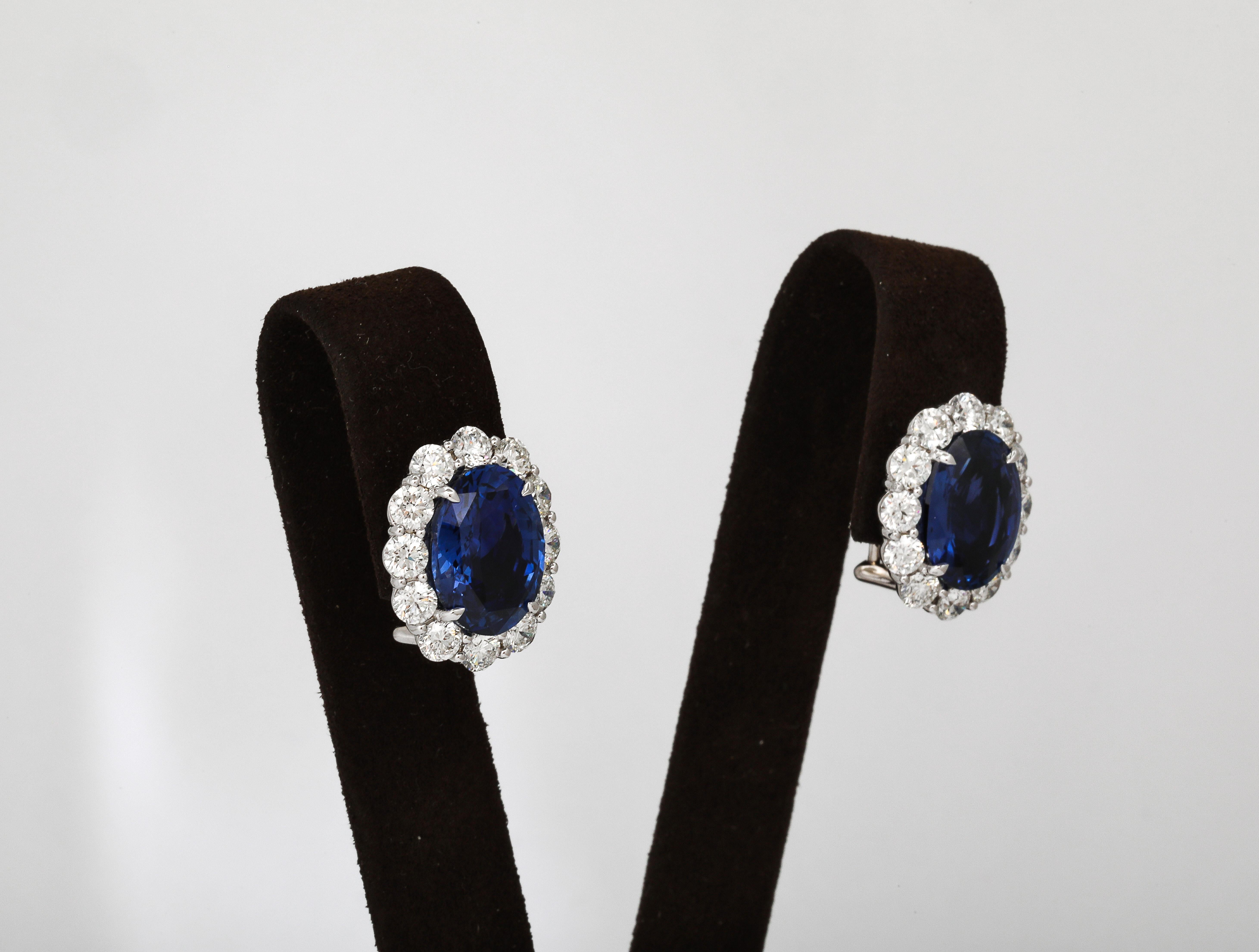 Boucles d'oreilles saphir et diamant en vente 6