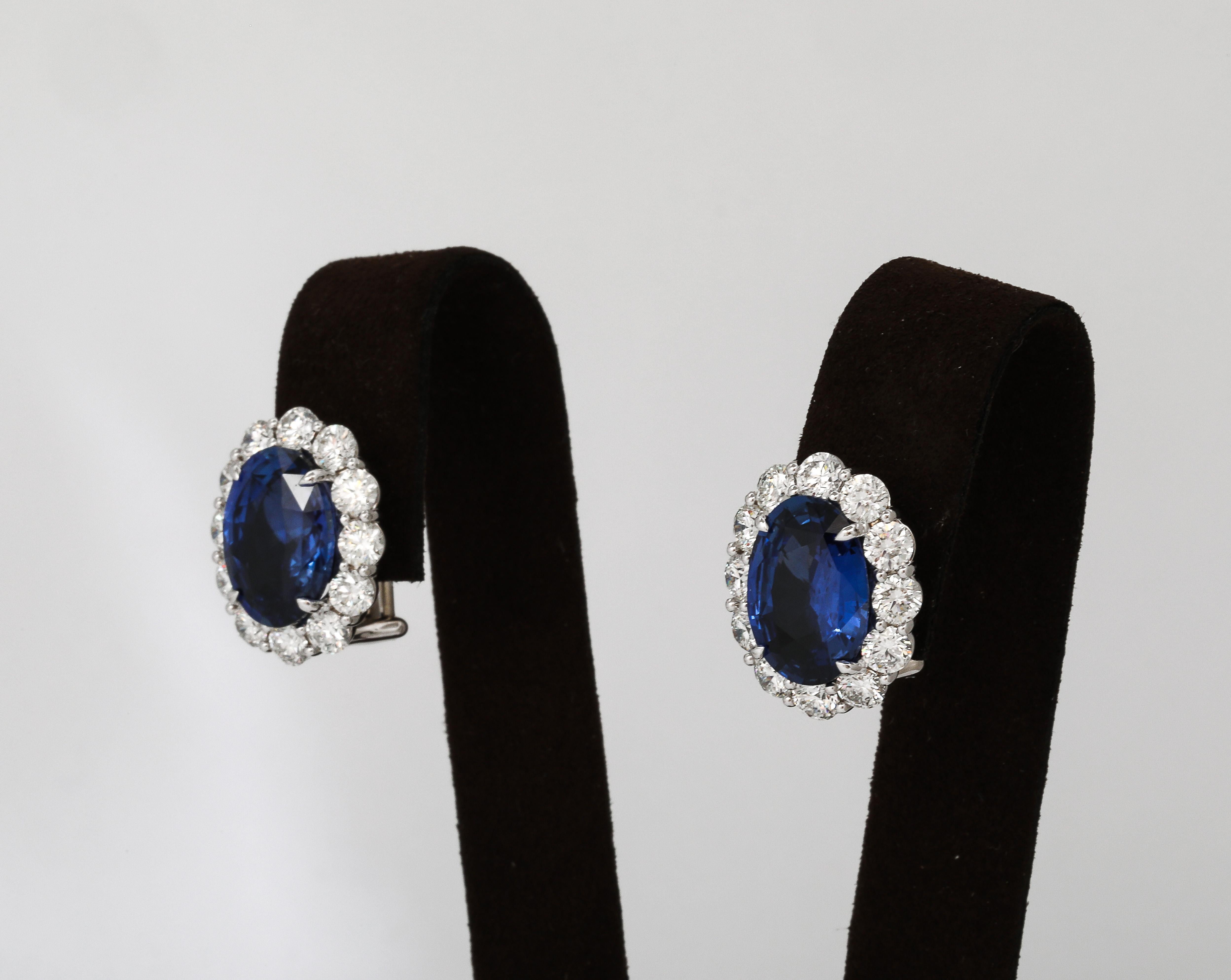 Boucles d'oreilles saphir et diamant en vente 7