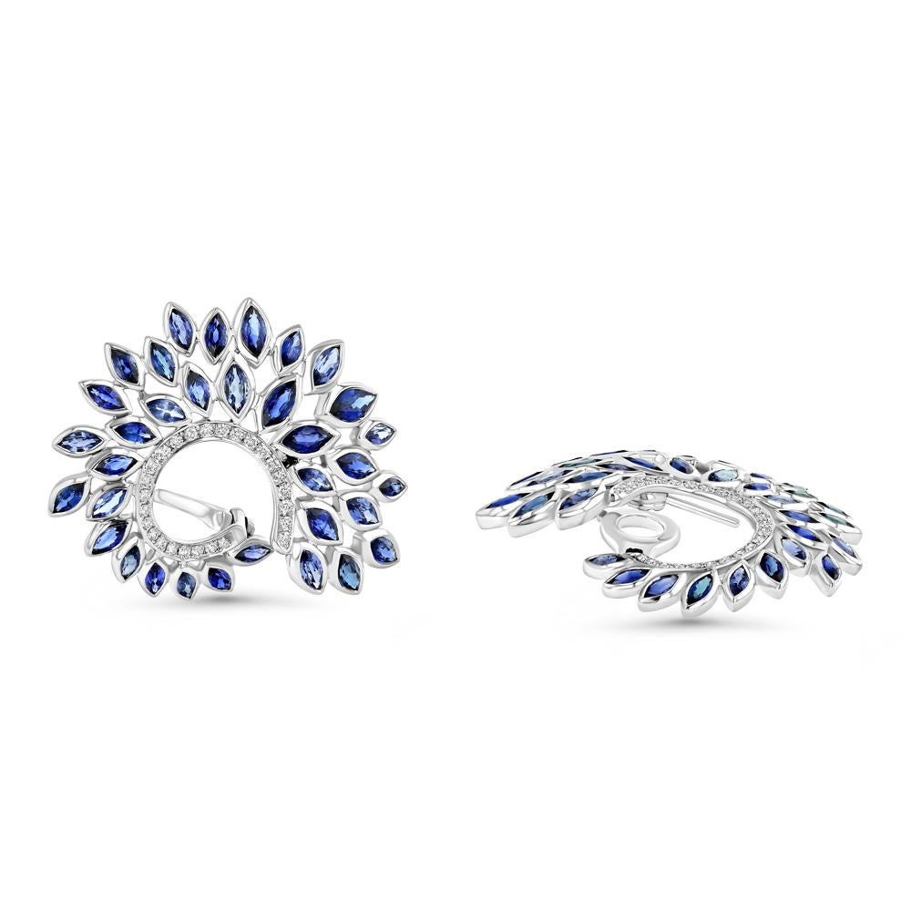 Ohrringe mit Saphiren und Diamanten im Zustand „Neu“ im Angebot in Aspen, CO