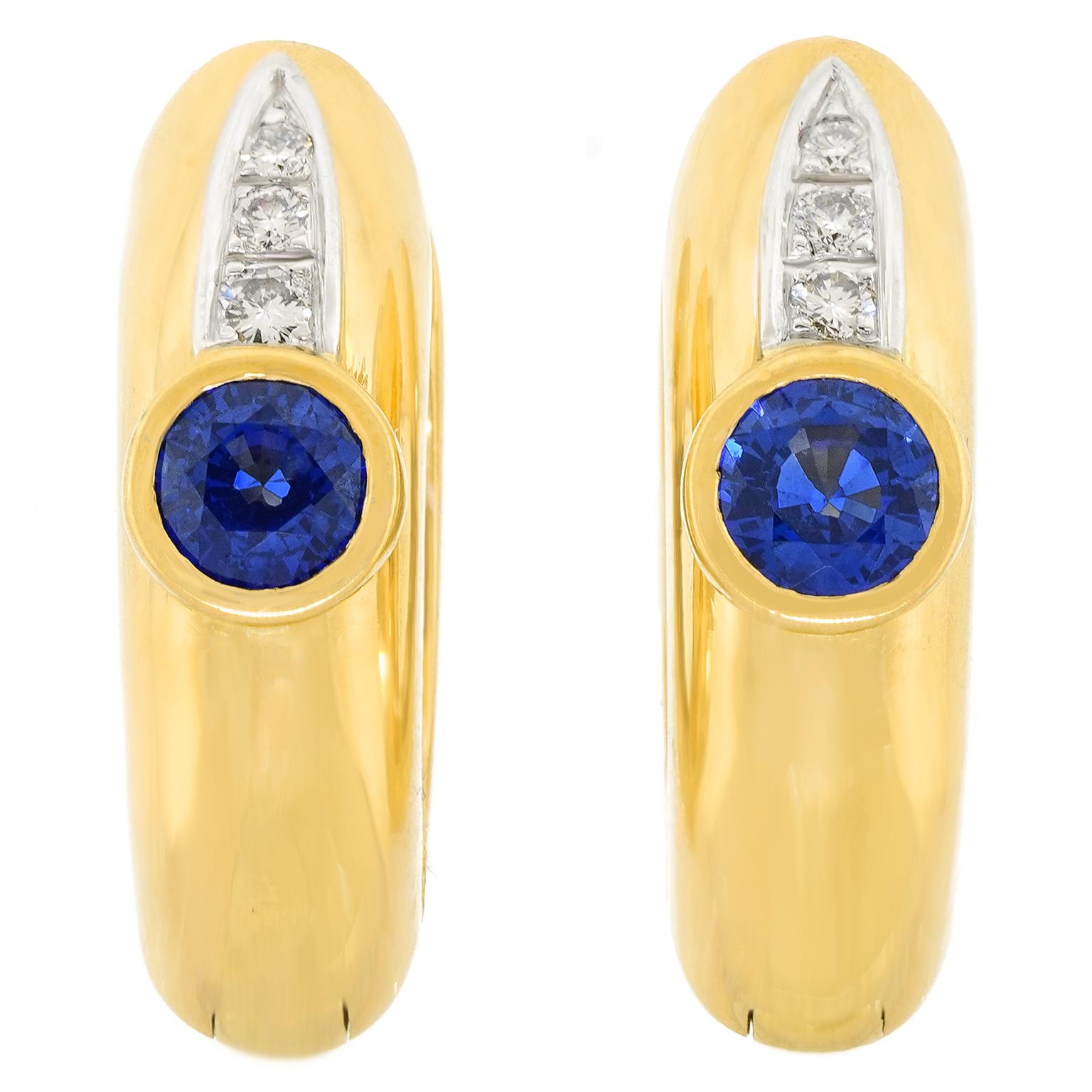 Taglio brillante Sapphire and Diamond Earrings in vendita