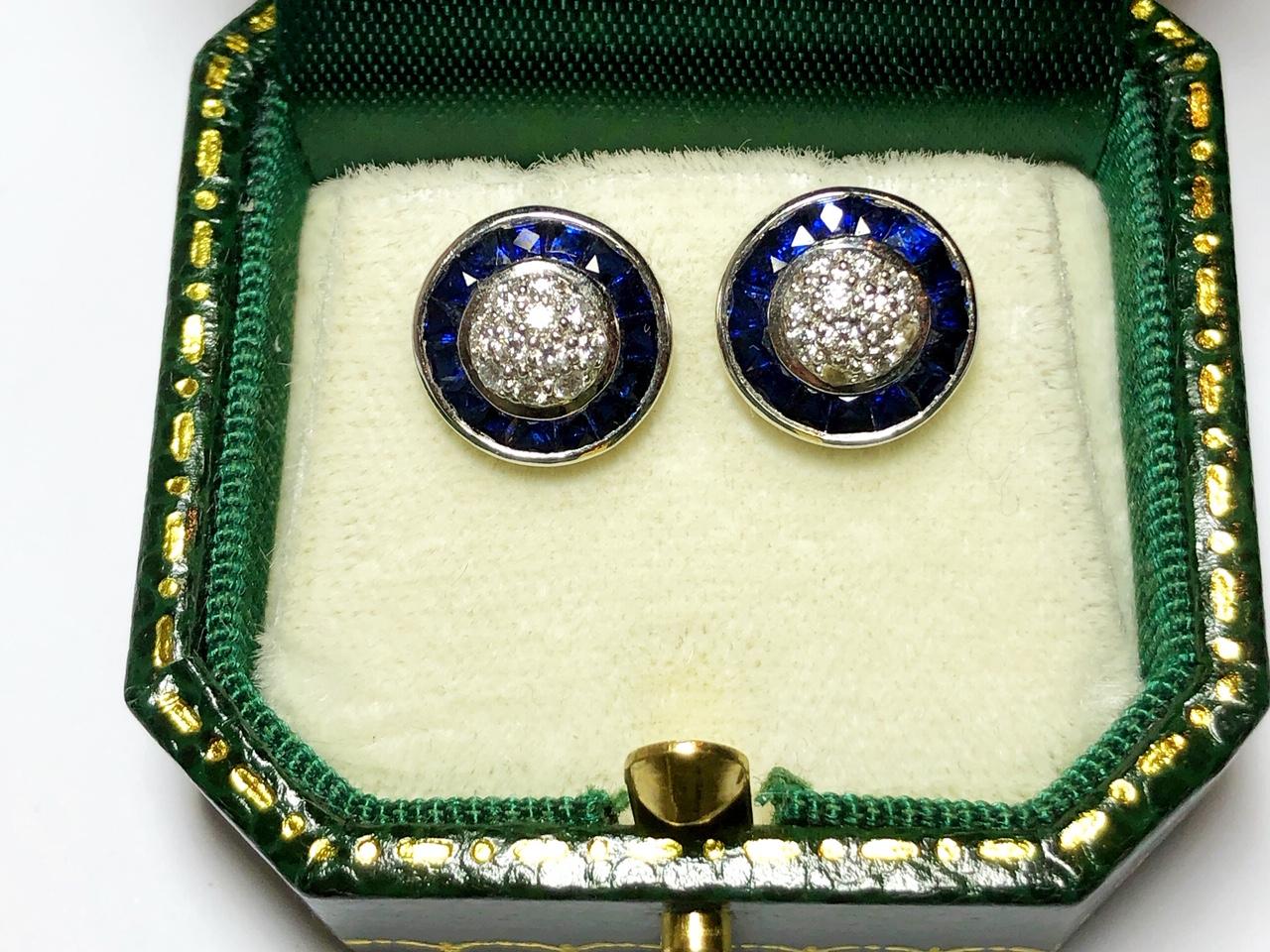Sapphire and Diamond Earrings In Excellent Condition In London, GB