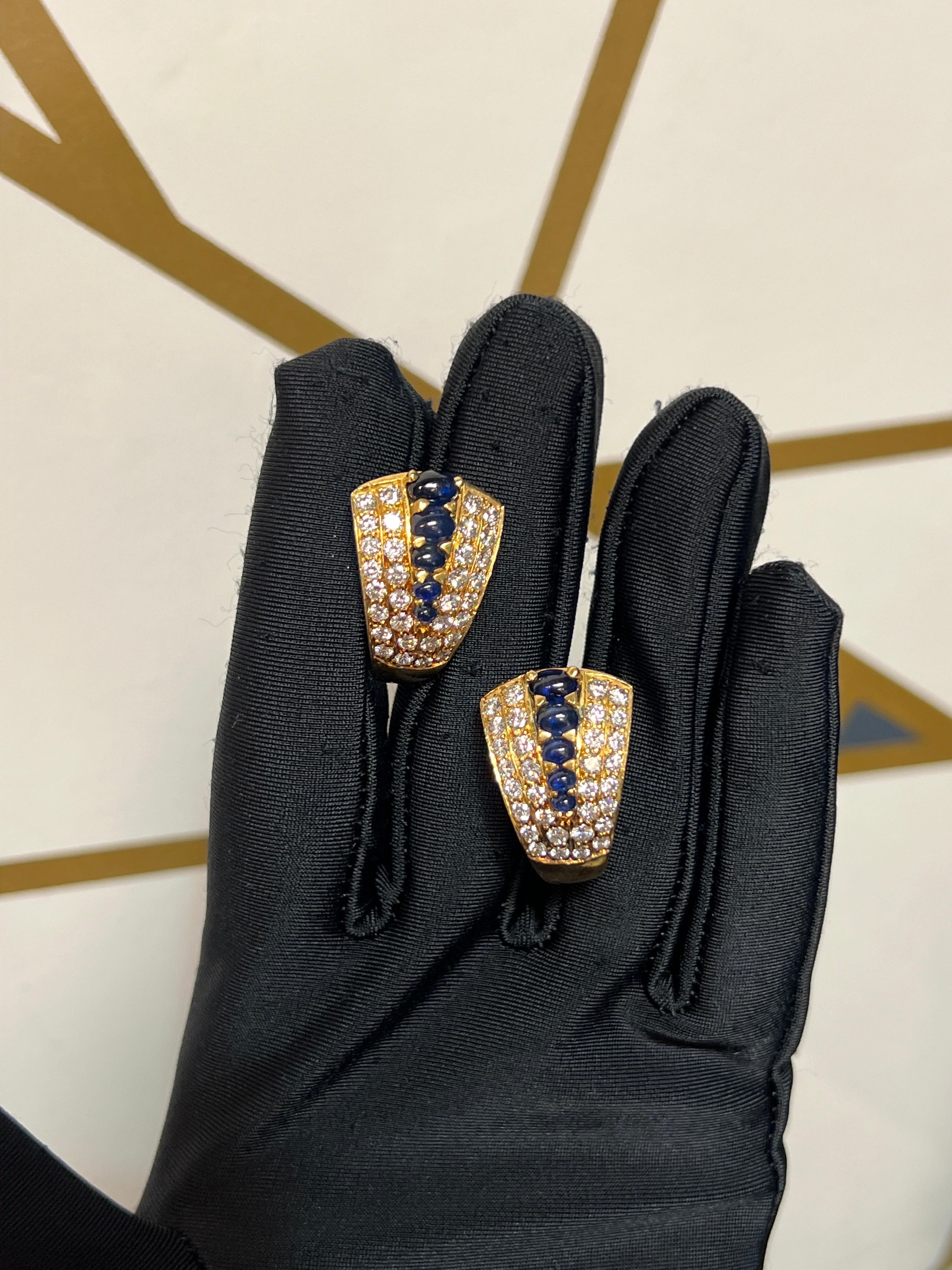 Mixed Cut Sapphire and Diamond Earrings