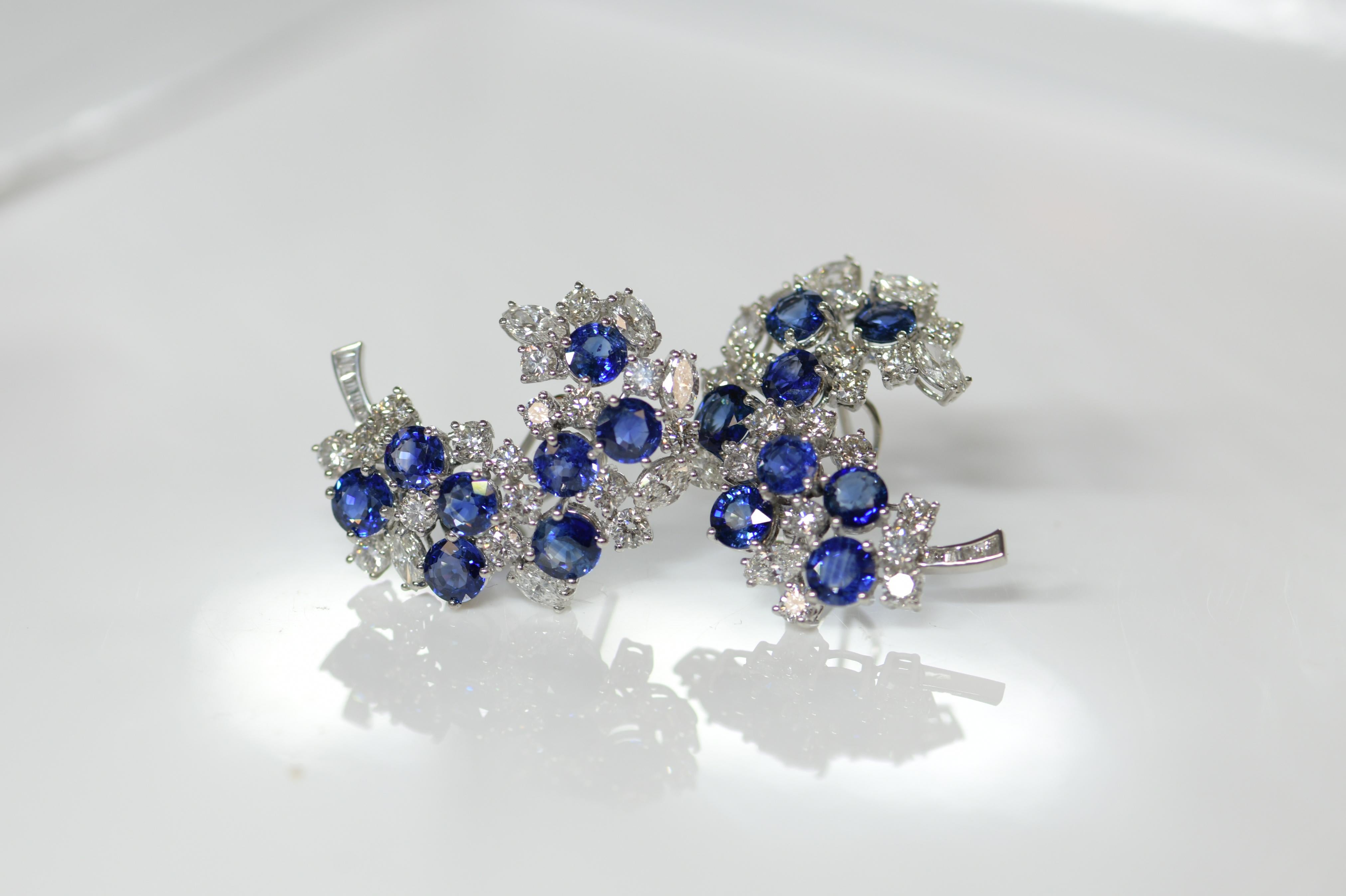Sapphire and Diamond Earrings In New Condition For Sale In Bloxham, GB