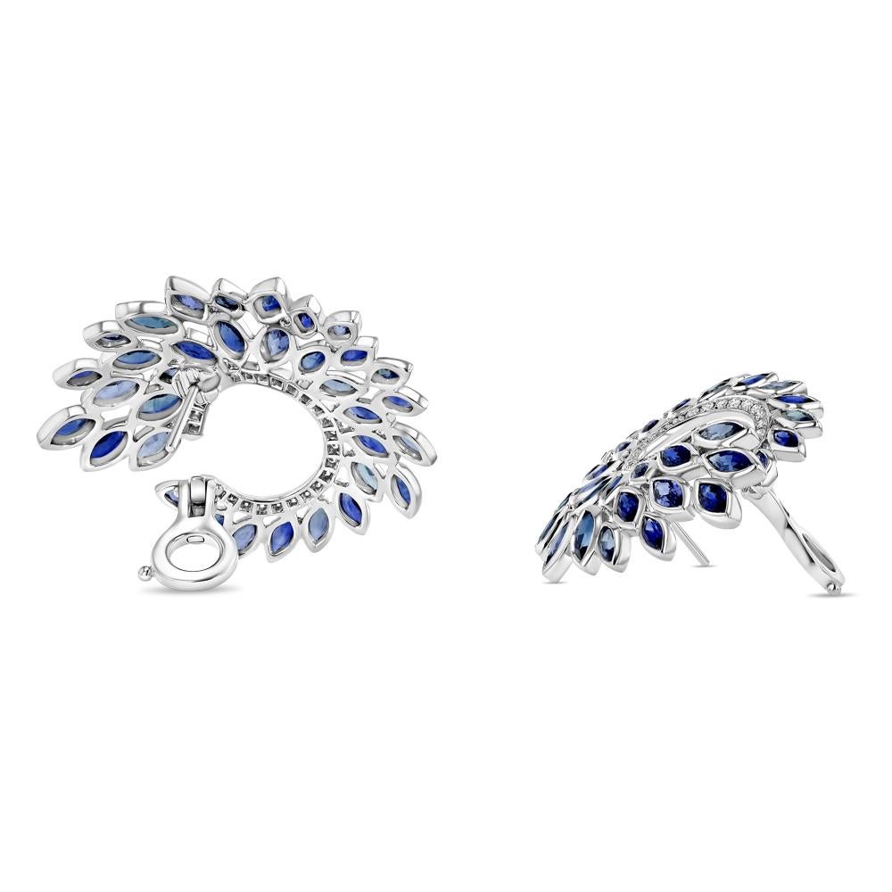 Women's or Men's Sapphire and Diamond Earrings For Sale