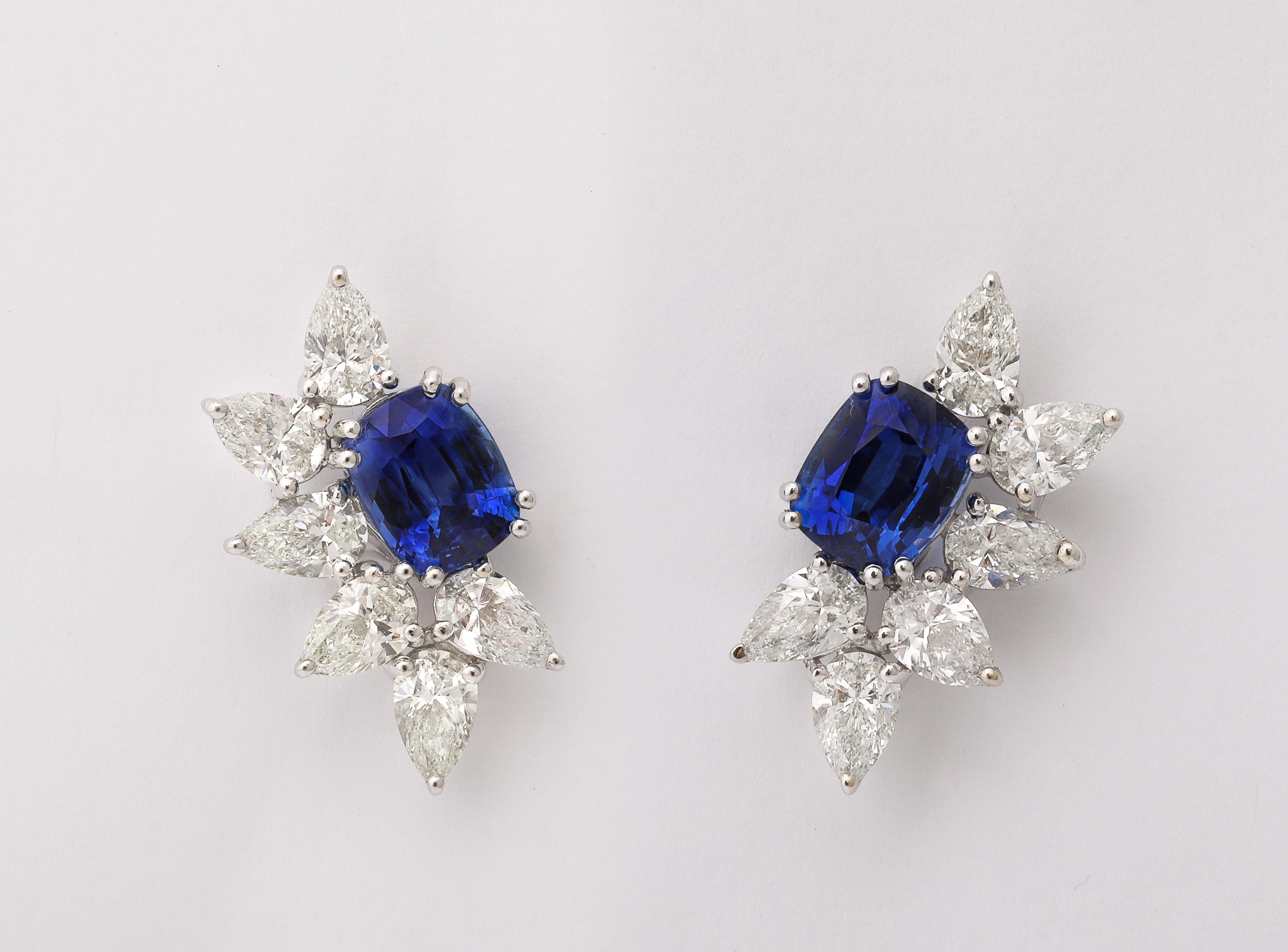 Sapphire and Diamond Earrings For Sale 1