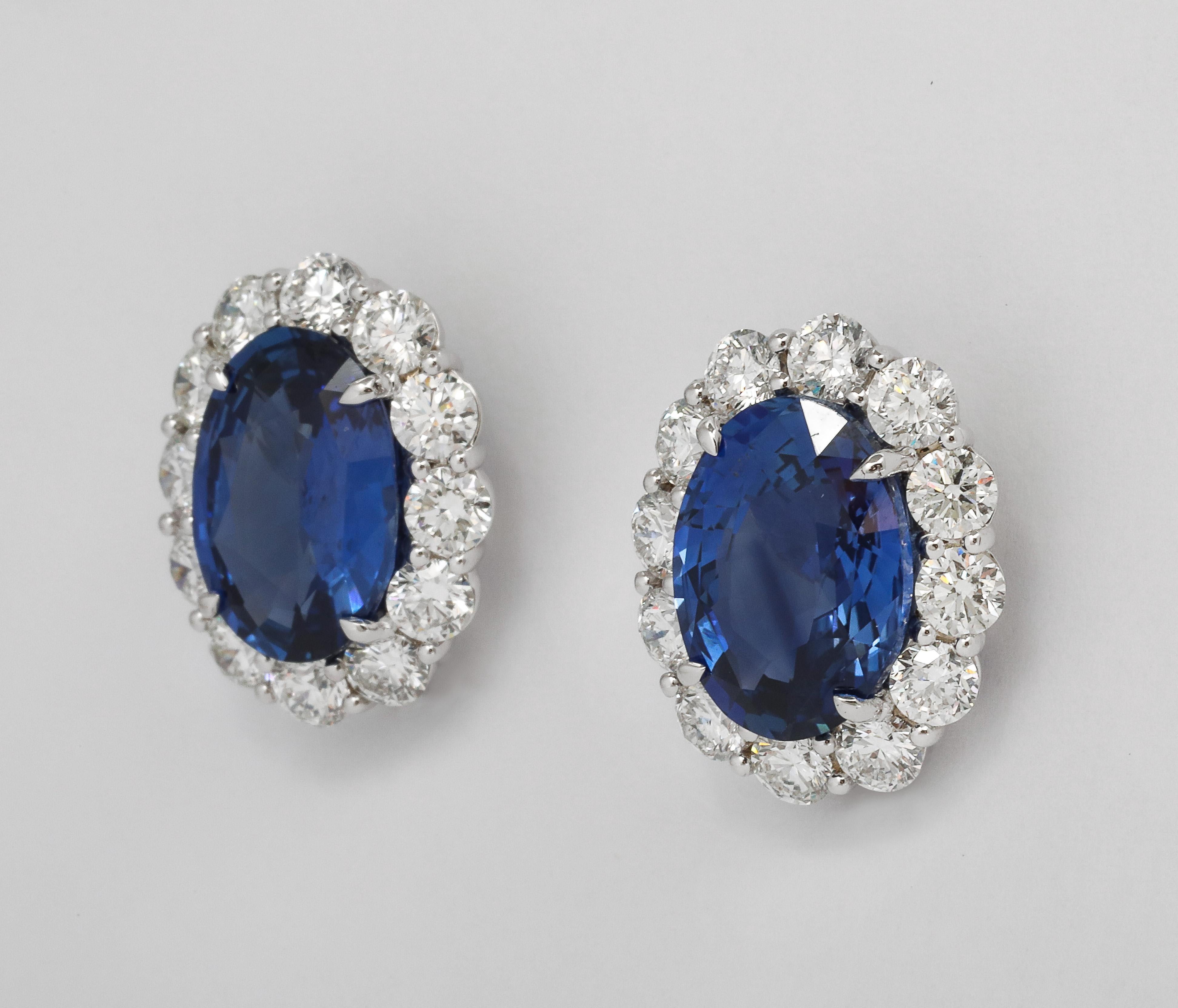 Boucles d'oreilles saphir et diamant en vente 1