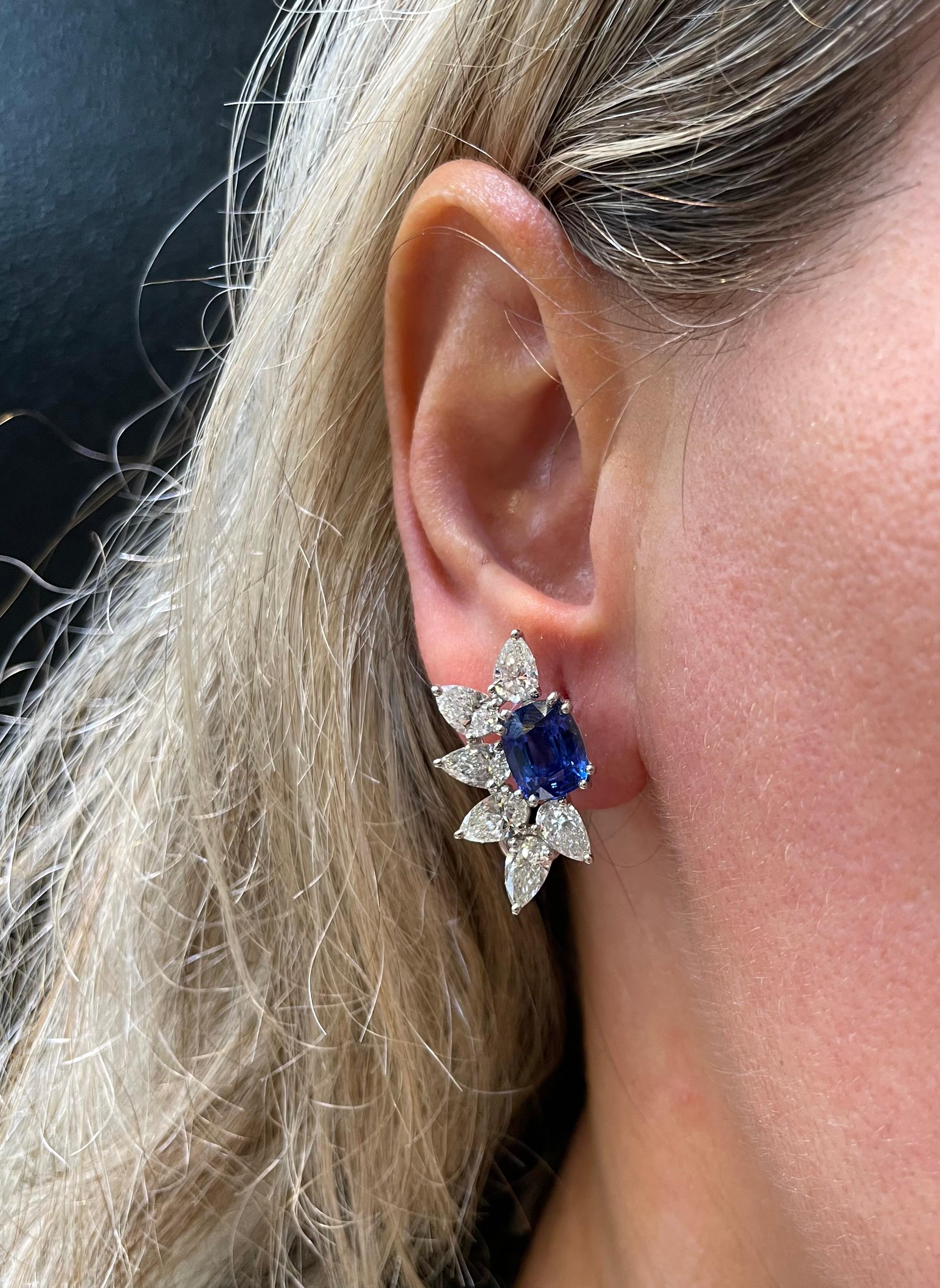 Sapphire and Diamond Earrings For Sale 2