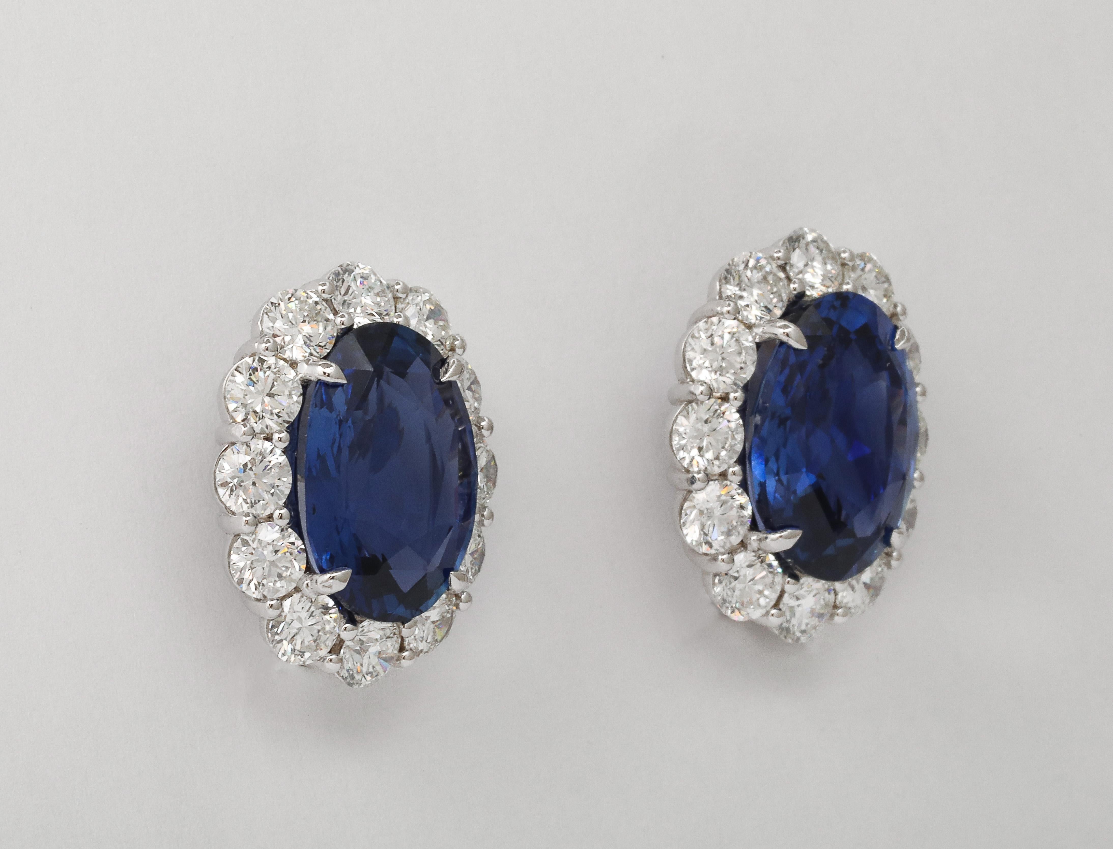 Boucles d'oreilles saphir et diamant en vente 2