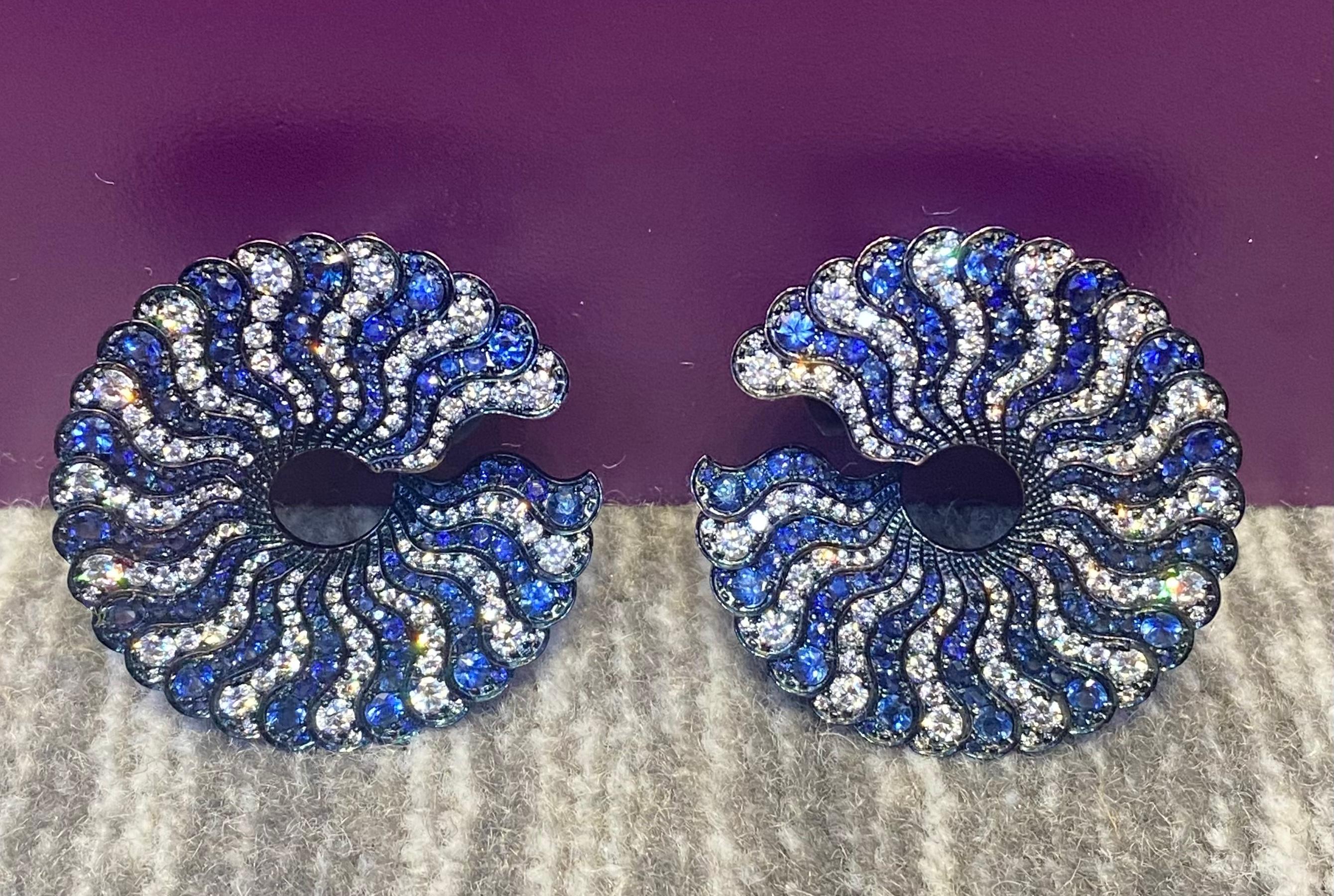 Sapphire and Diamond Earrings For Sale 2