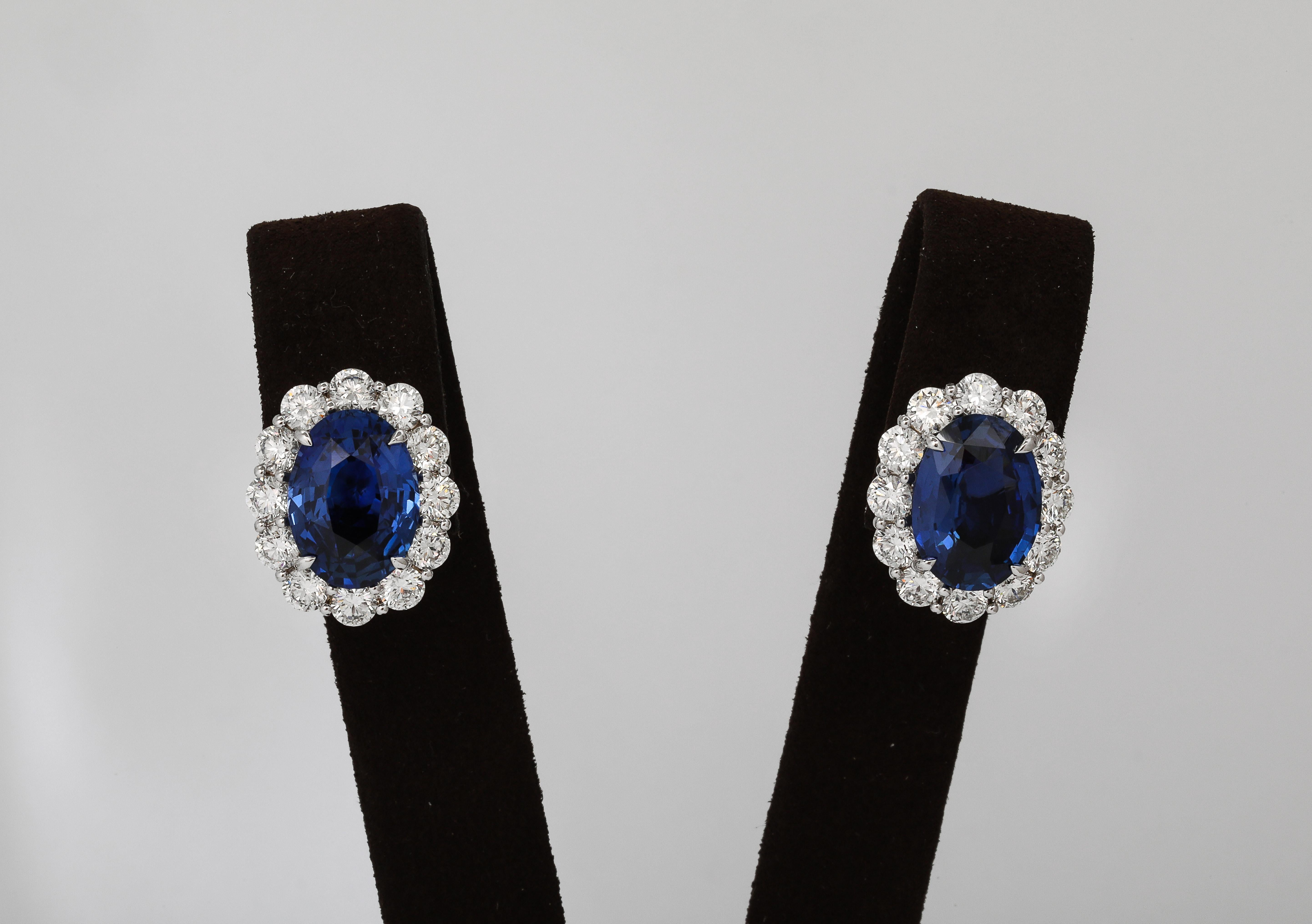 Boucles d'oreilles saphir et diamant en vente 4