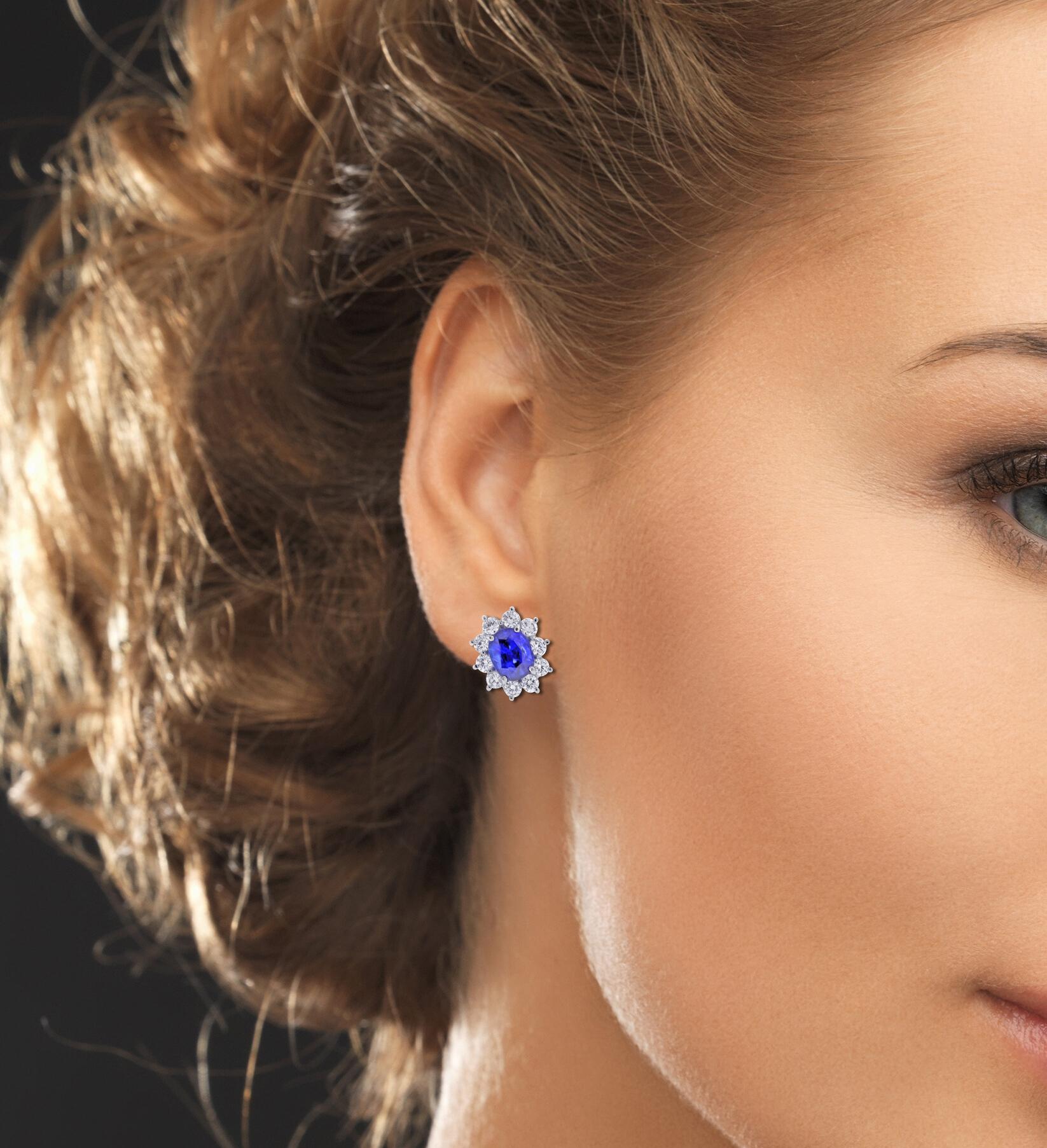 Sapphire and Diamond Earrings from Pampillonia In New Condition In Bethesda, MD