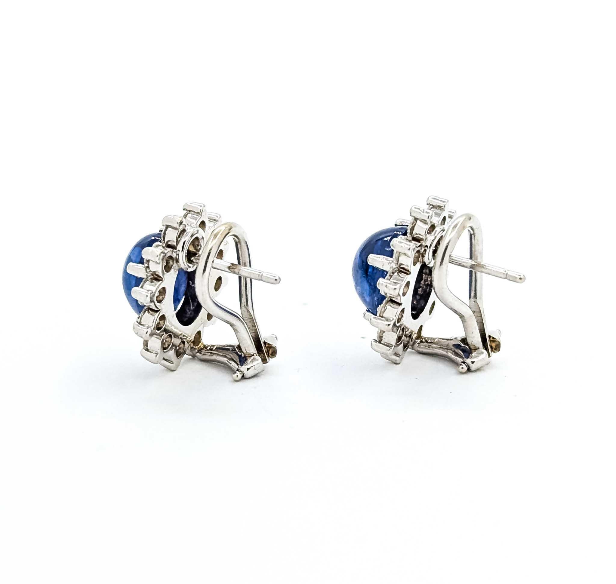 Sapphire and Diamond Earrings in 14k White Gold For Sale 1