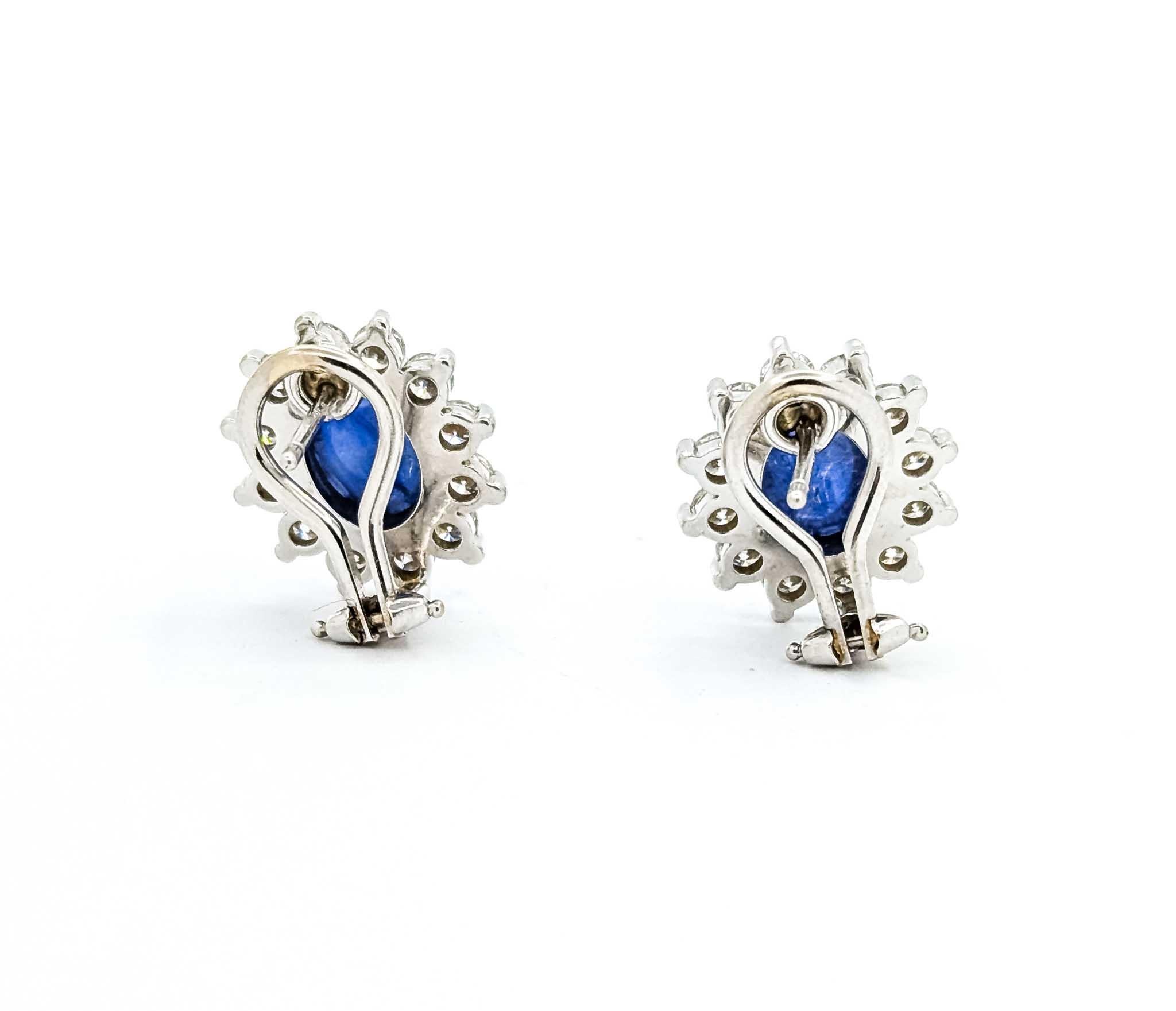 Sapphire and Diamond Earrings in 14k White Gold For Sale 2