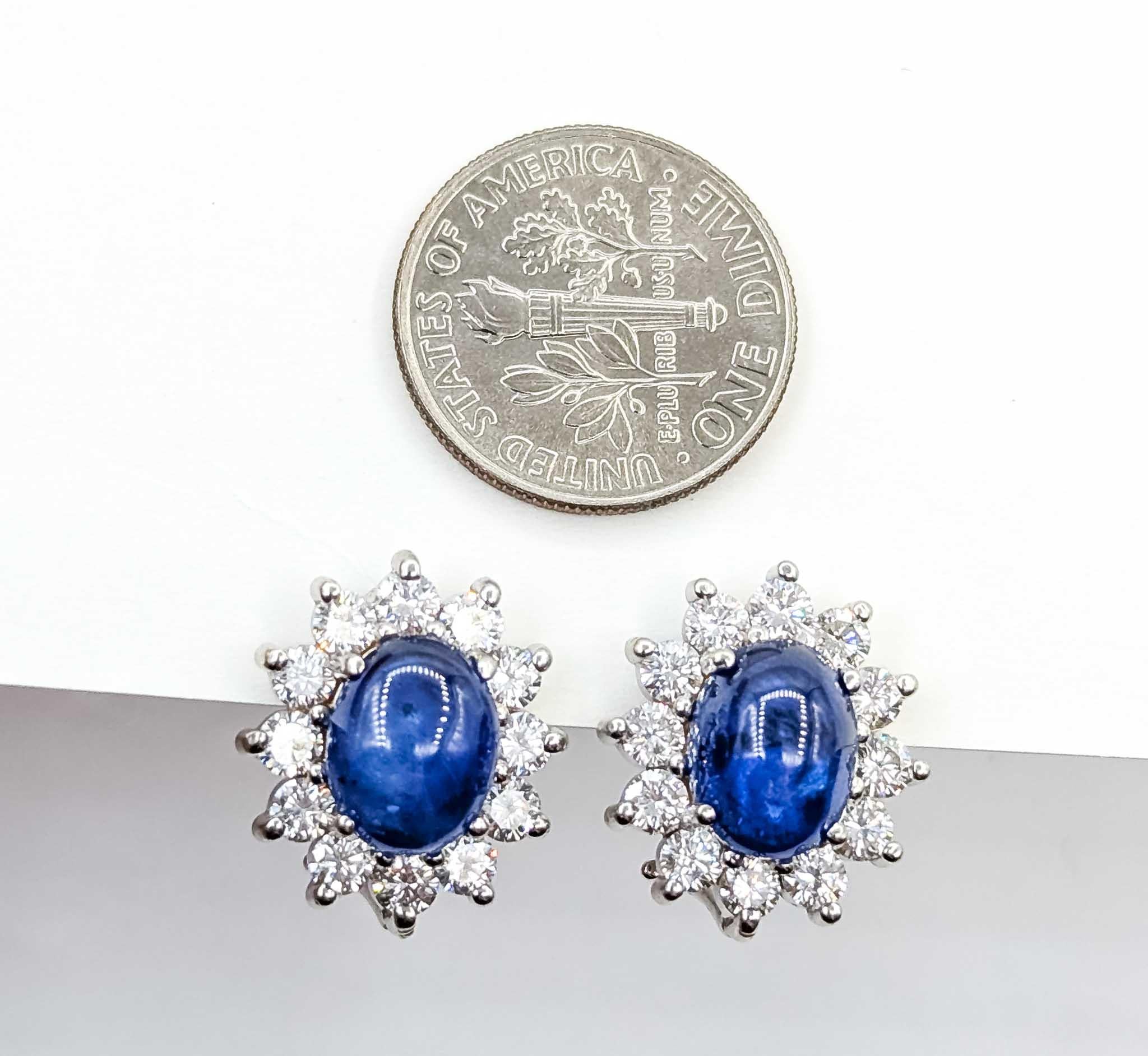 Sapphire and Diamond Earrings in 14k White Gold For Sale 3
