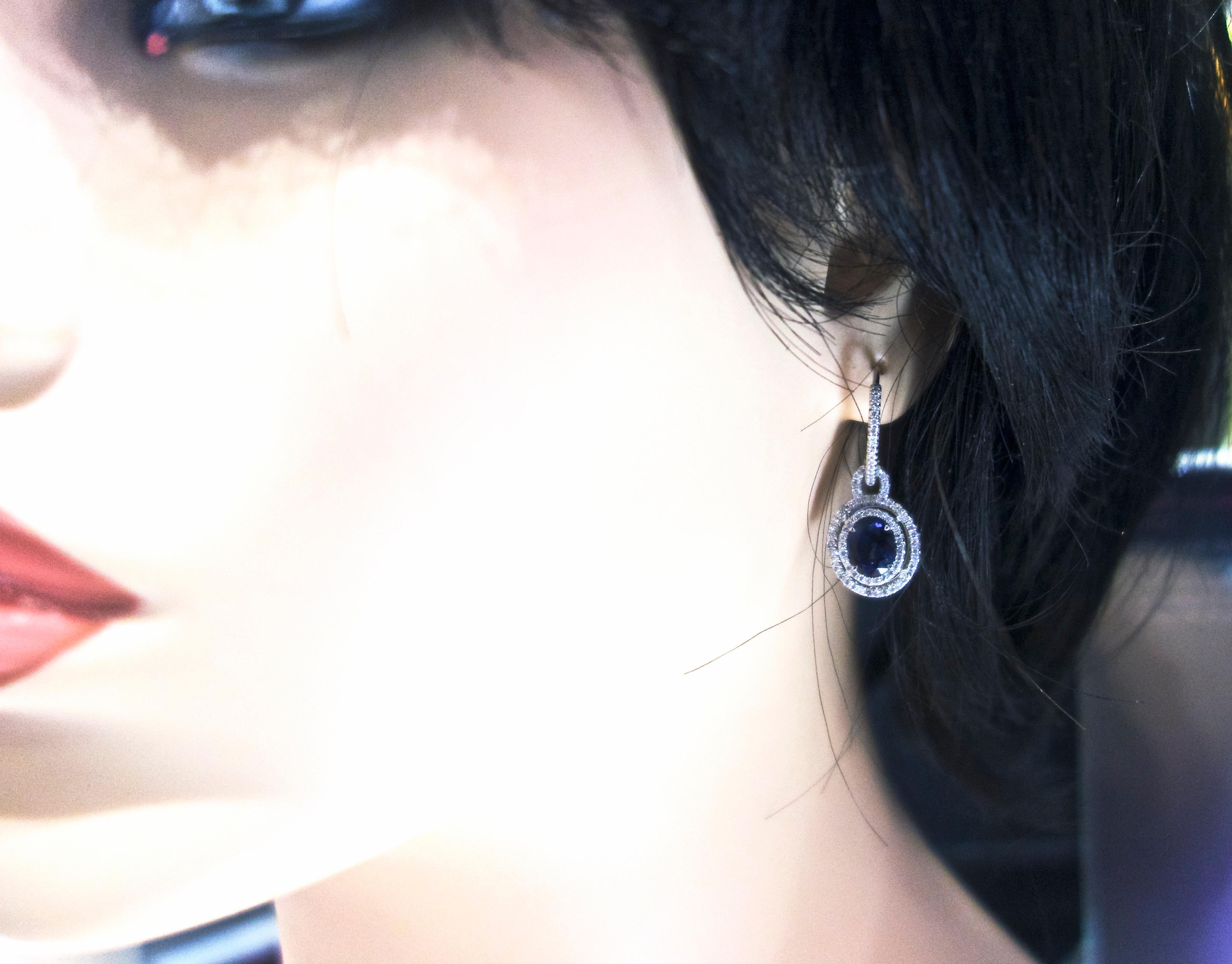 Sapphire and Diamond Earrings, Pierre/Famille In New Condition In Aspen, CO