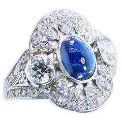 Sapphire and Diamond Edwardian Antique Ring, circa 1915