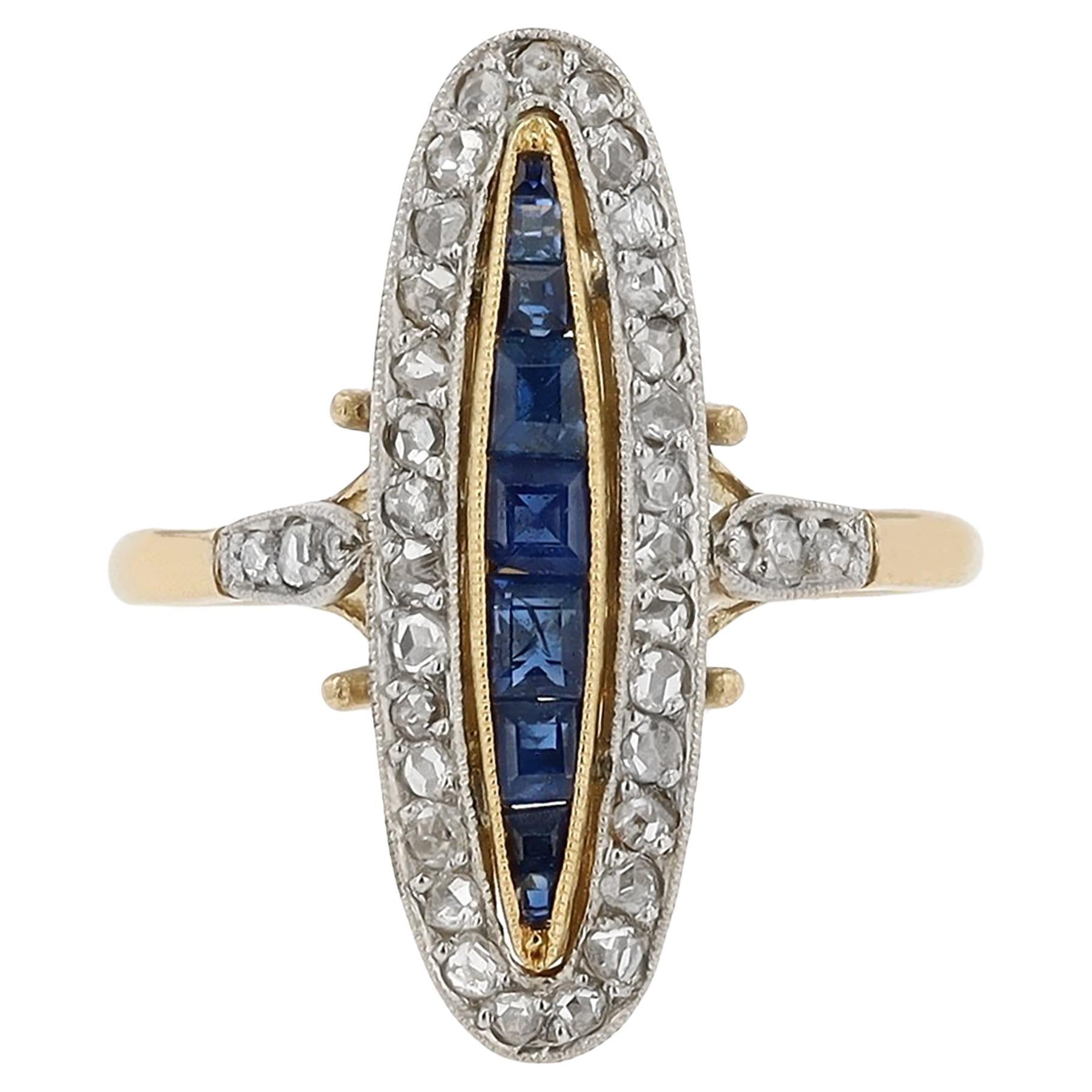Sapphire and Diamond Edwardian Dinner Ring