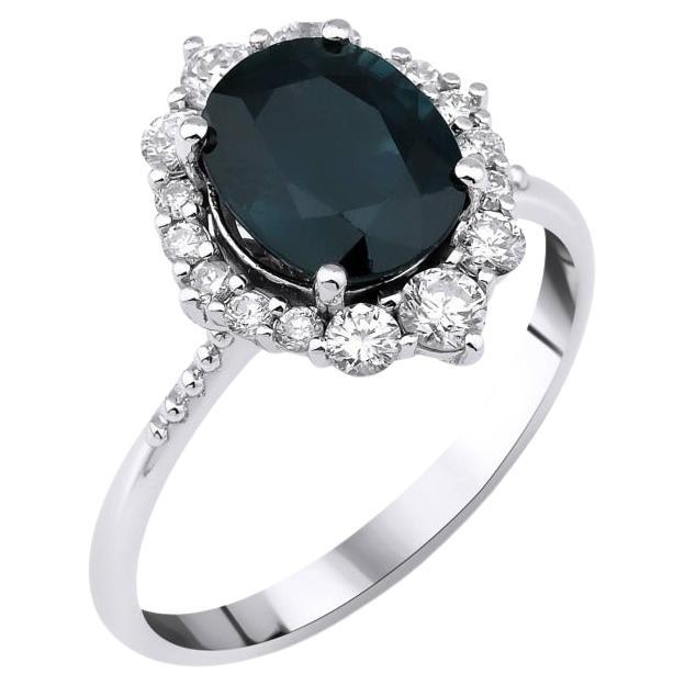 Saphir und Diamant Verlobungsring 3,19ct im Angebot