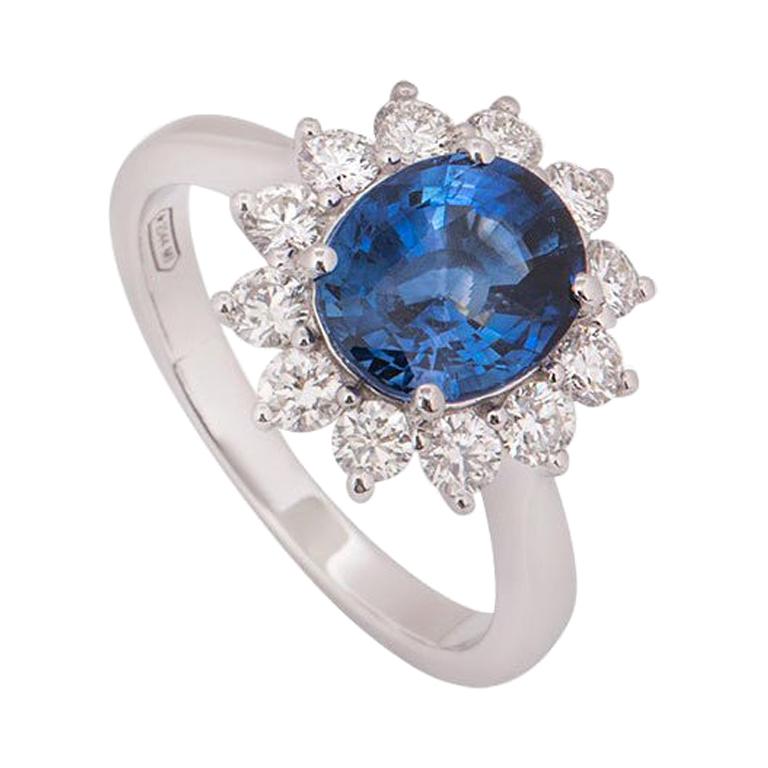 Sapphire and Diamond Engagement Cocktail Ring 2.80 Carat