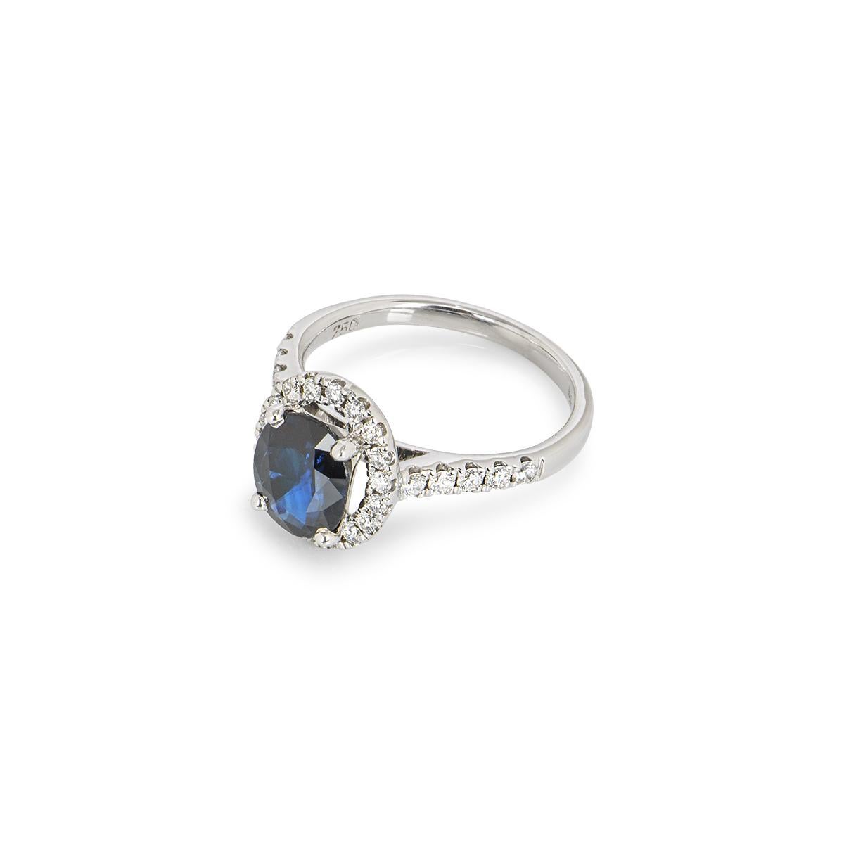 Sapphire and Diamond Engagement Ring For Sale at 1stDibs