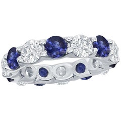 Sapphire and Diamond Eternity Platinum Ring