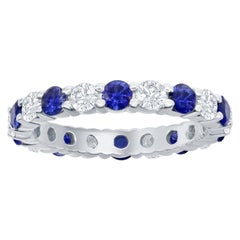 Sapphire and Diamond Eternity Ring 14 Karat White