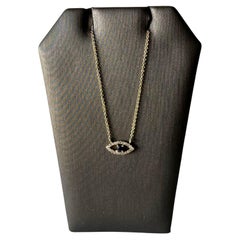 Saphir und Diamant Böses Auge Halskette aus 10kt Gelbgold - 0,10ctw Diamanten