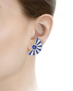 Sapphire and Diamond Fan Earrings