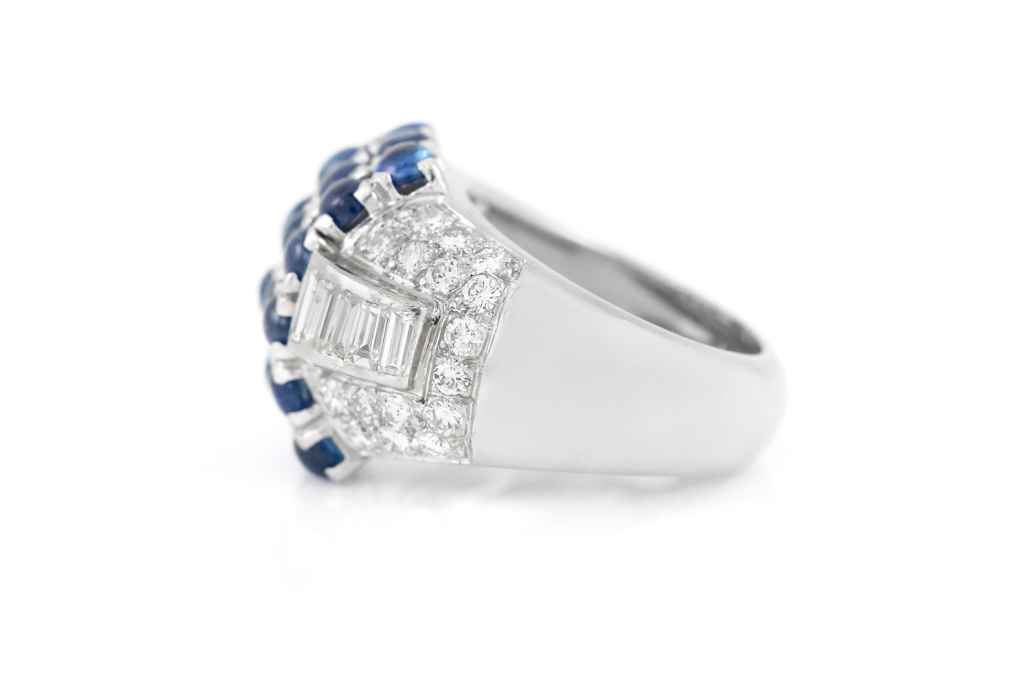 3.50 Carat Sapphire and 2.50 Carat Diamond Fashion Ring In Good Condition For Sale In New York, NY
