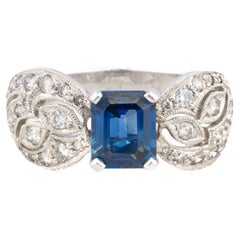 Sapphire and Diamond Filigree Ring