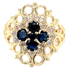 Sapphire and Diamond Filigree Ring in 14 Karat Gold