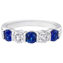 Sapphire and Diamond Five-Stone Band Ring