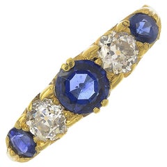 Sapphire and Diamond Five-Stone Ring