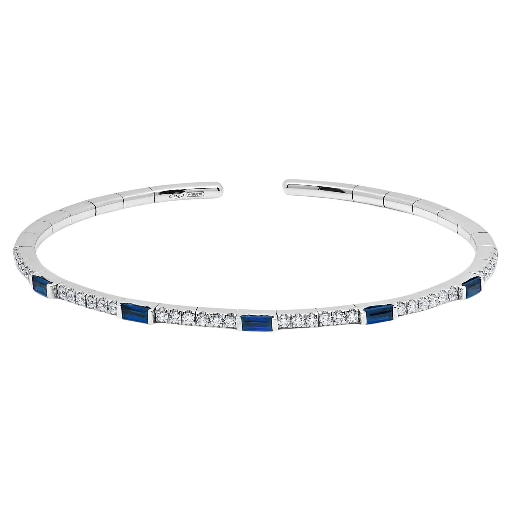 Sapphire and Diamond Flexible Cuff Bracelet