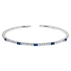 Sapphire and Diamond Flexible Cuff Bracelet